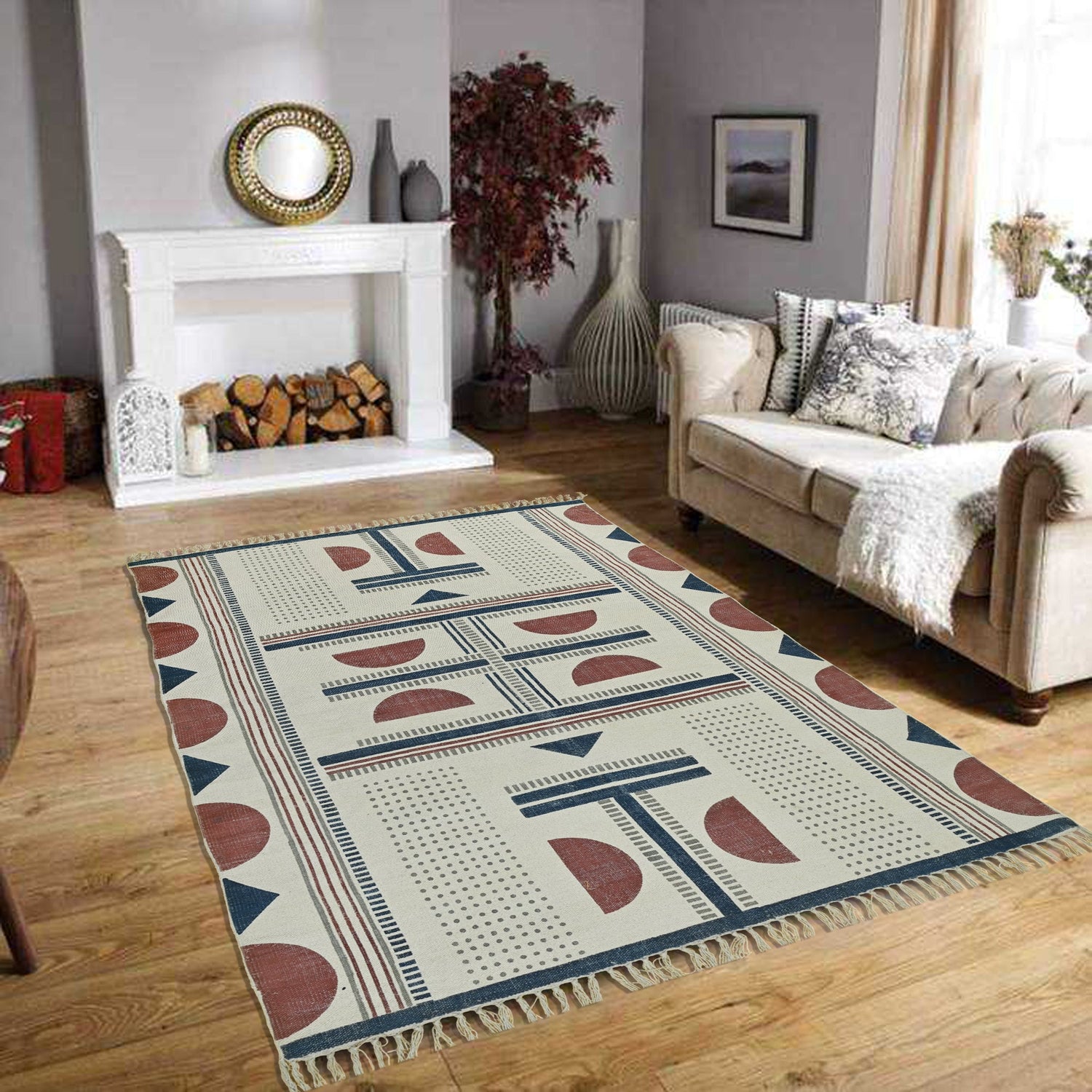 KARNIKA - BLOCK PRINTED COTTON RUG - ART AVENUE