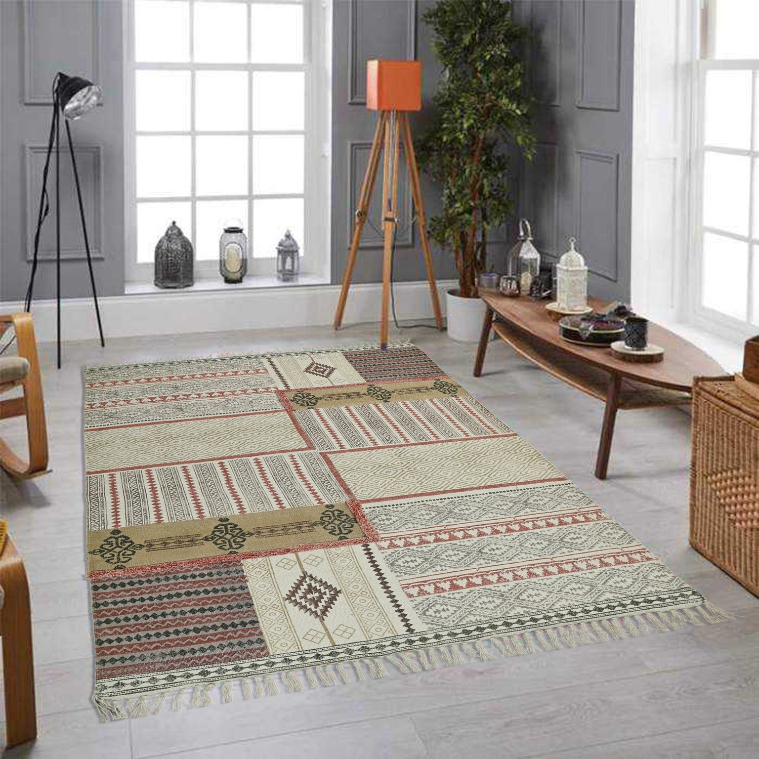 KOTA - BLOCK PRINTED COTTON RUG - ART AVENUE