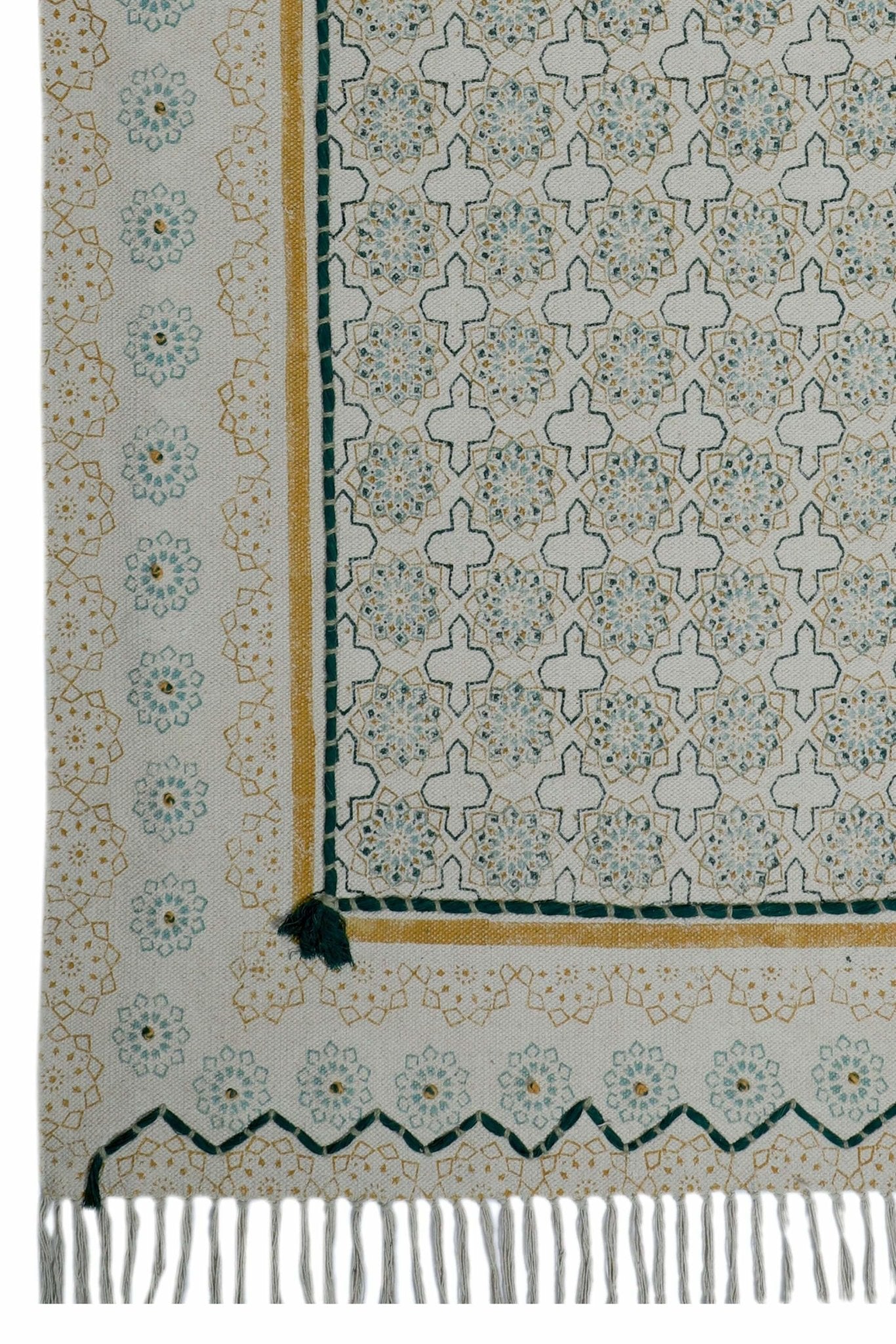 MALPURA - BLOCK PRINTED RUG - GREEN - ART AVENUE