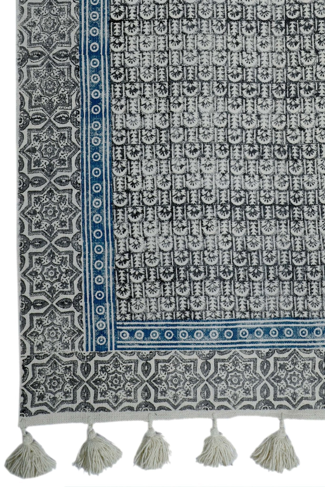 NAWA - BLOCK PRINTED RUG - BLACK - ART AVENUE