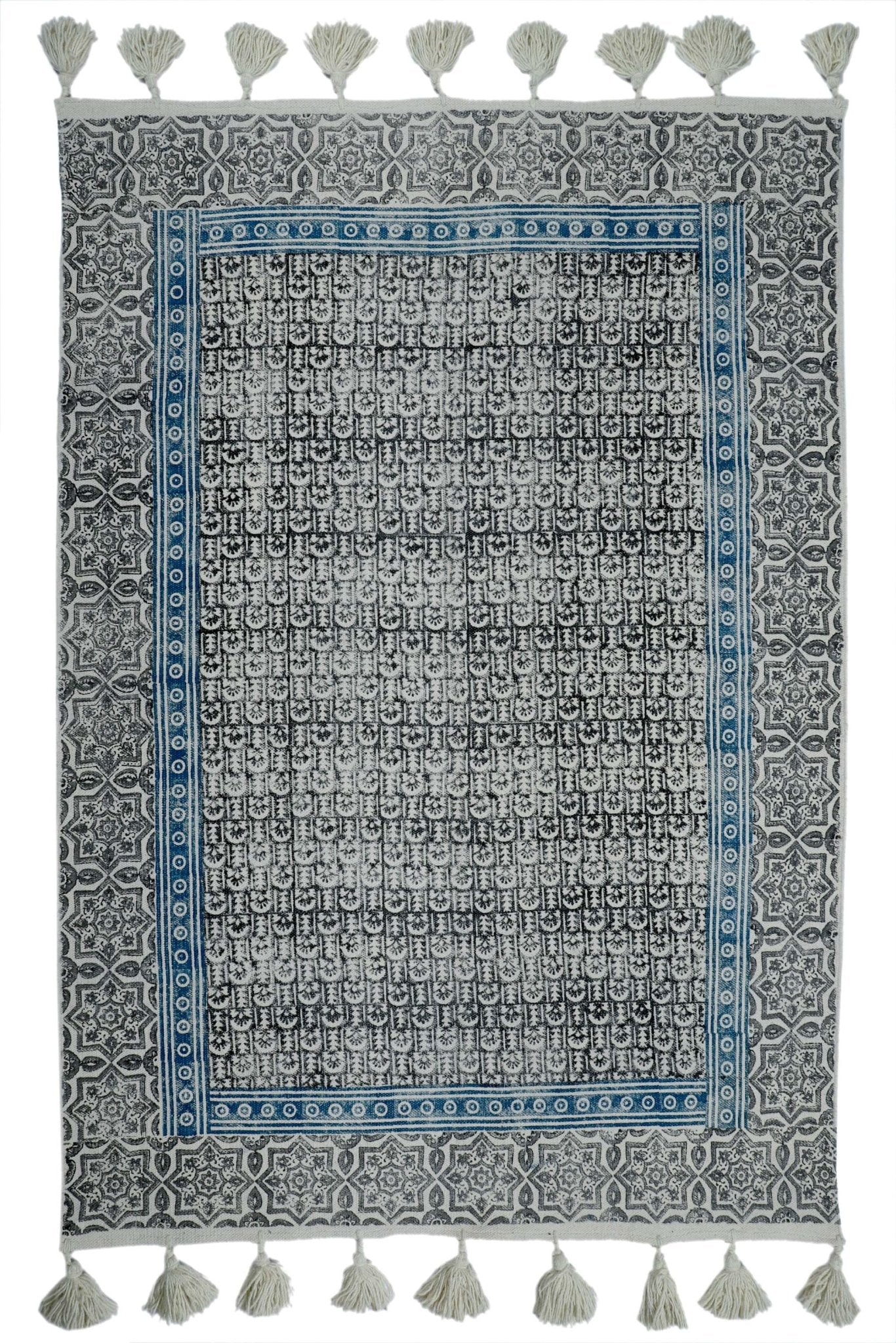 NAWA - BLOCK PRINTED RUG - BLACK - ART AVENUE