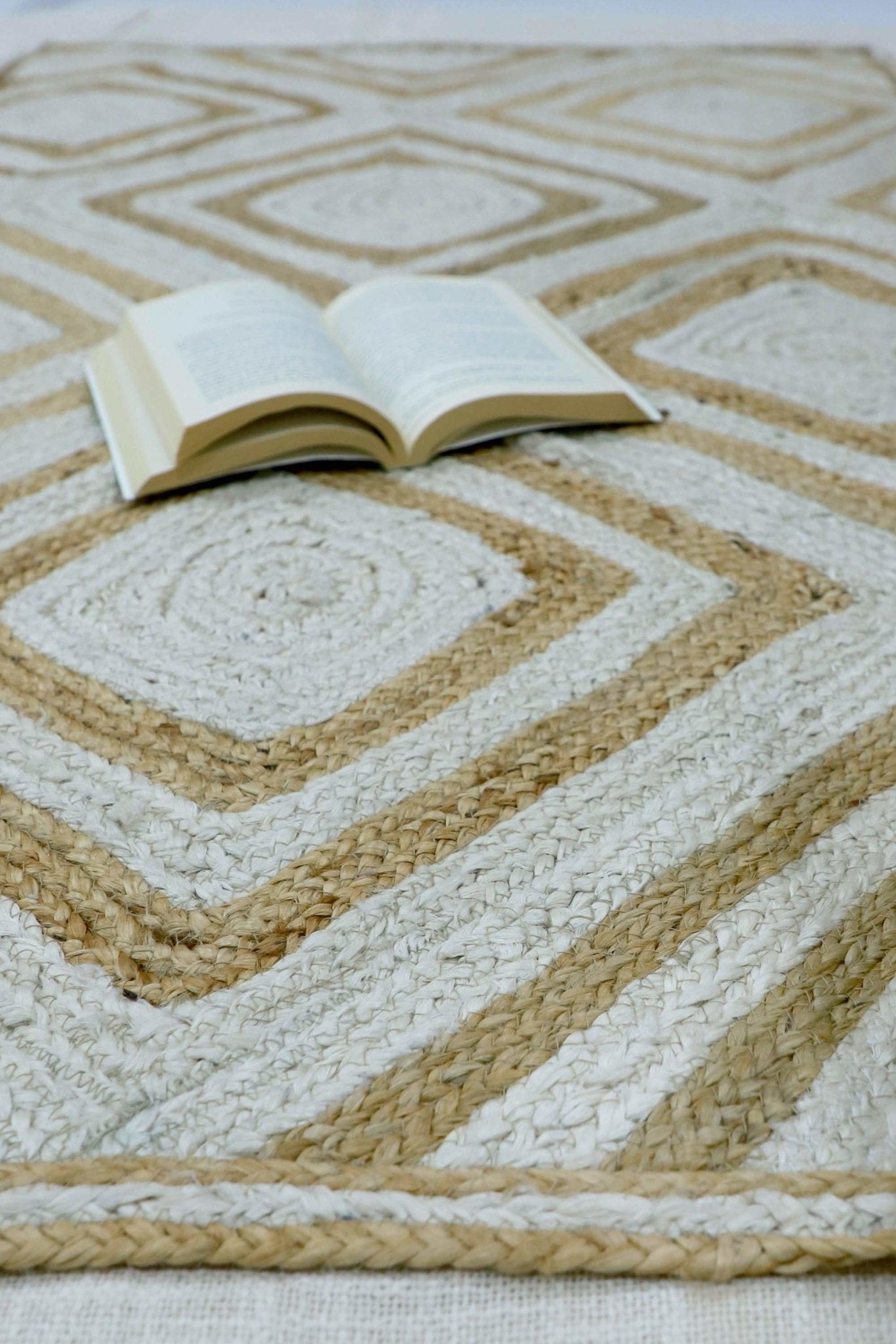 RECTANGULAR -BRAIDED RUG - BEIGE & WHITE - ART AVENUE