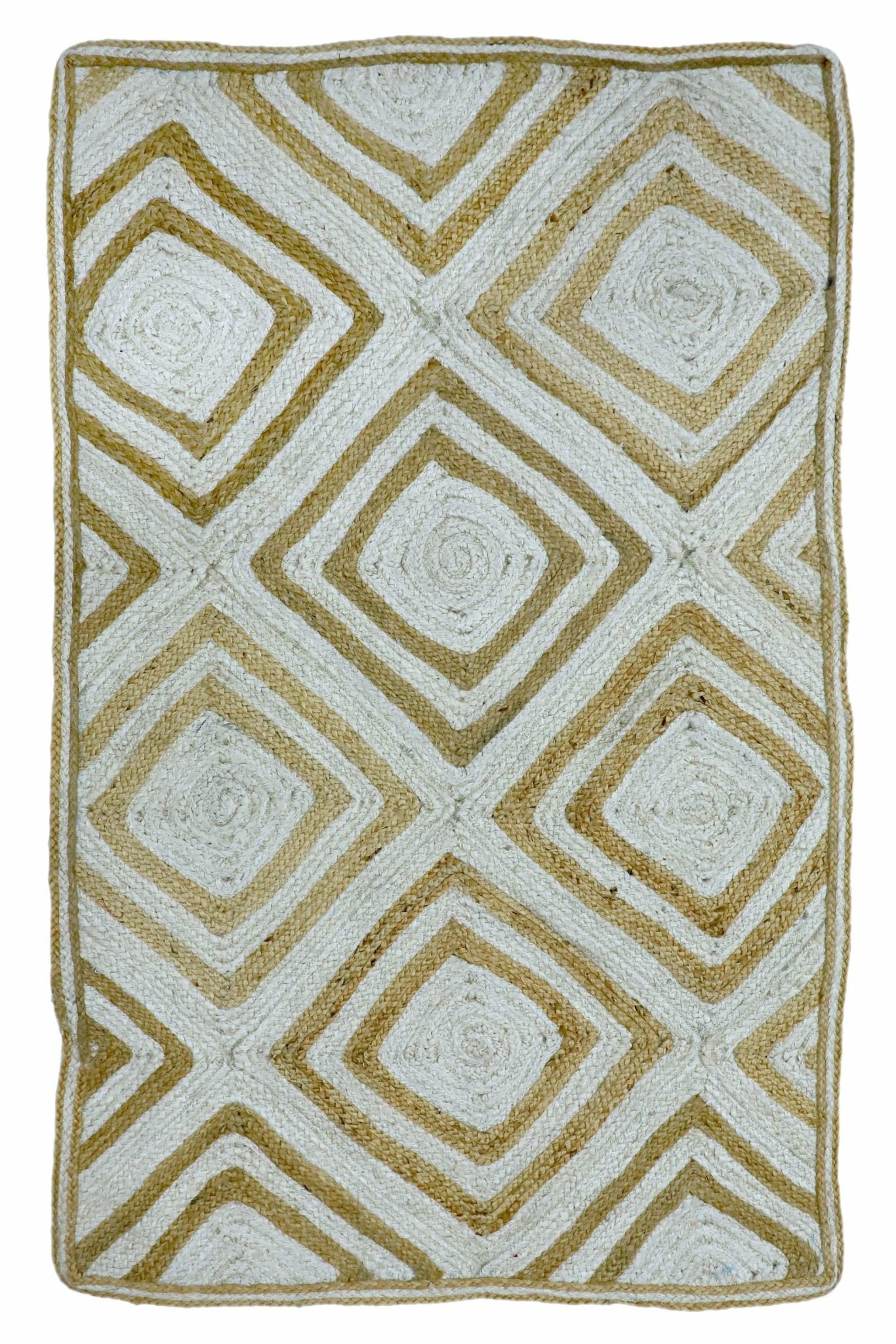 RECTANGULAR -BRAIDED RUG - BEIGE & WHITE - ART AVENUE