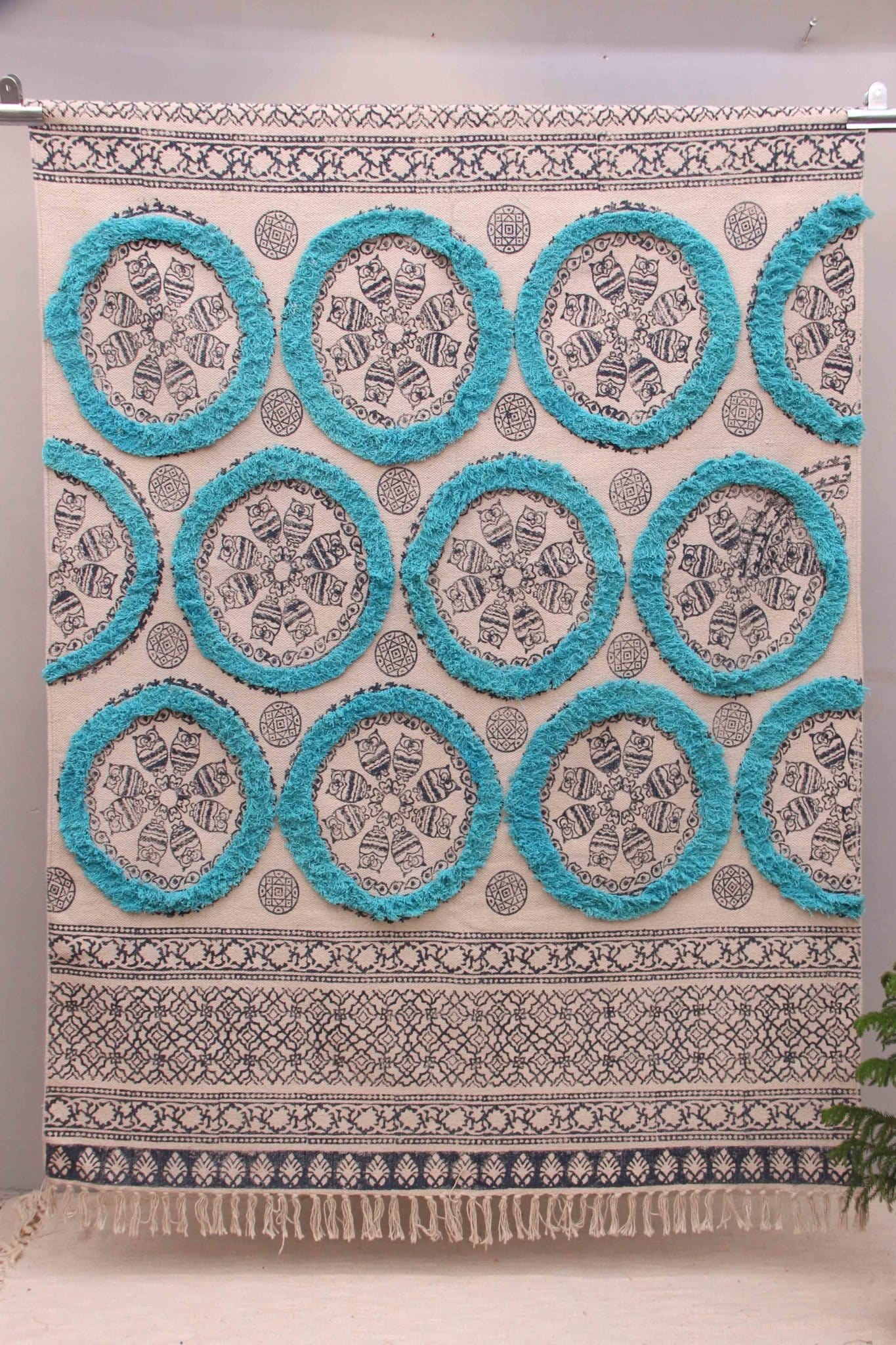 SECRET - BLOCK PRINTED RUG - BLUE - ART AVENUE