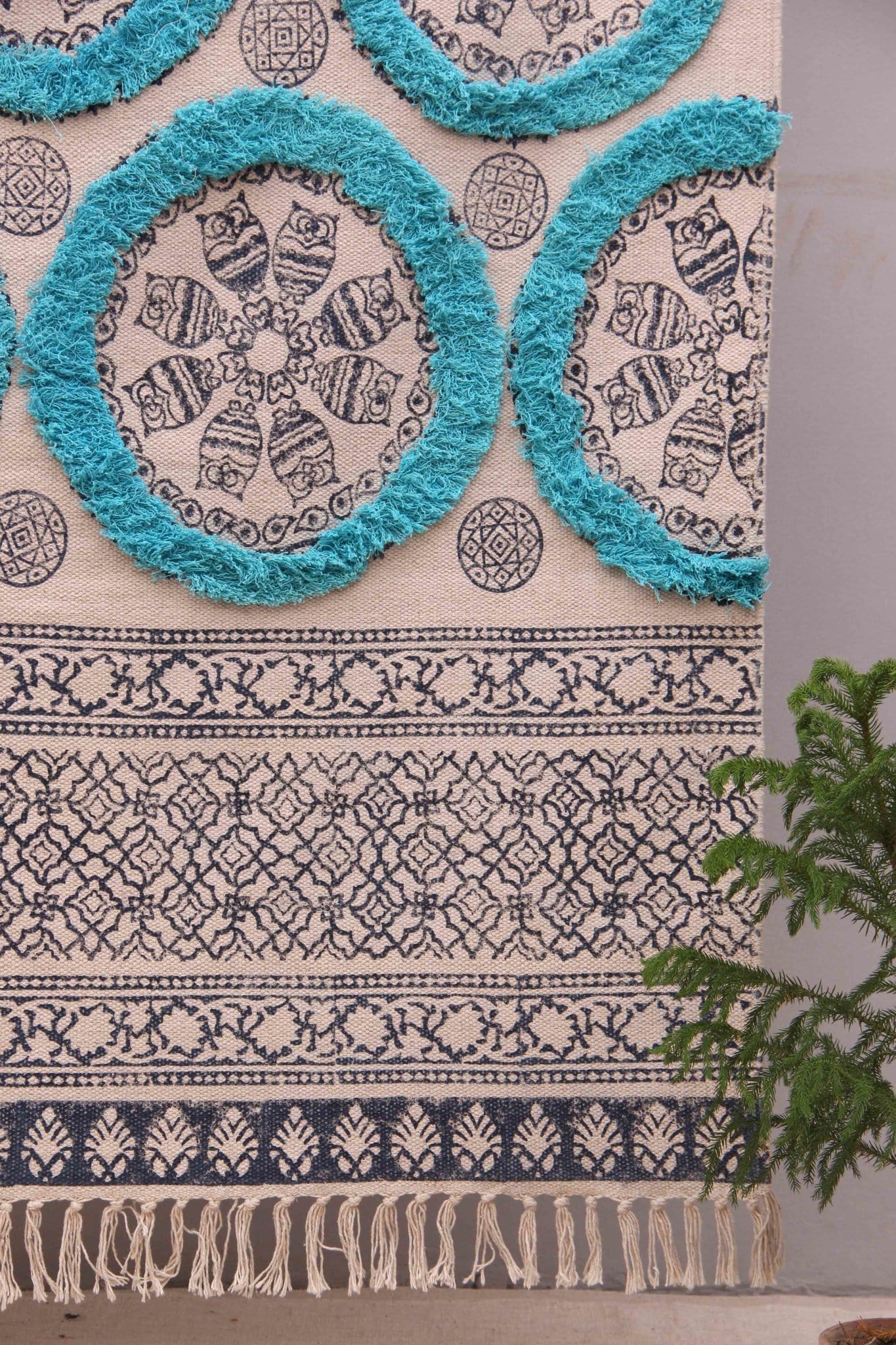 SECRET - BLOCK PRINTED RUG - BLUE - ART AVENUE