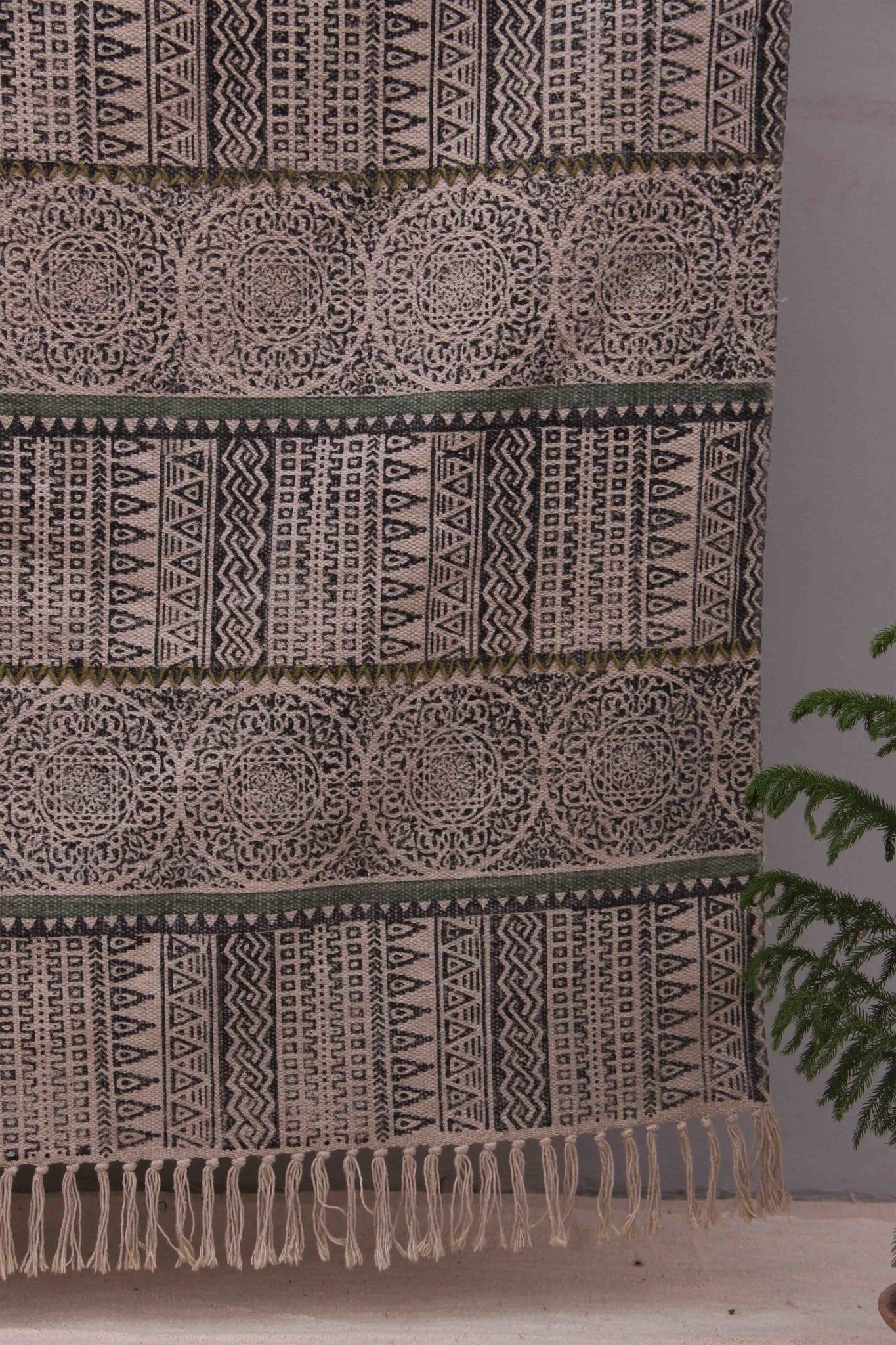 SENSATION - BLOCKPRINTED RUG - BLACK - ART AVENUE