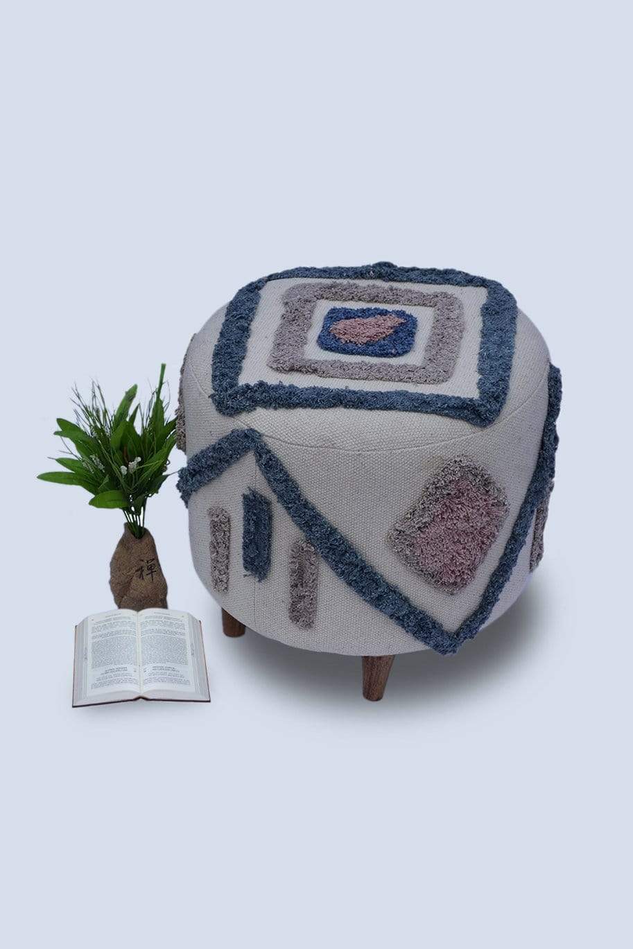 UNIQUE - CYLINDRICAL OTTOMAN-BLUE - ART AVENUE