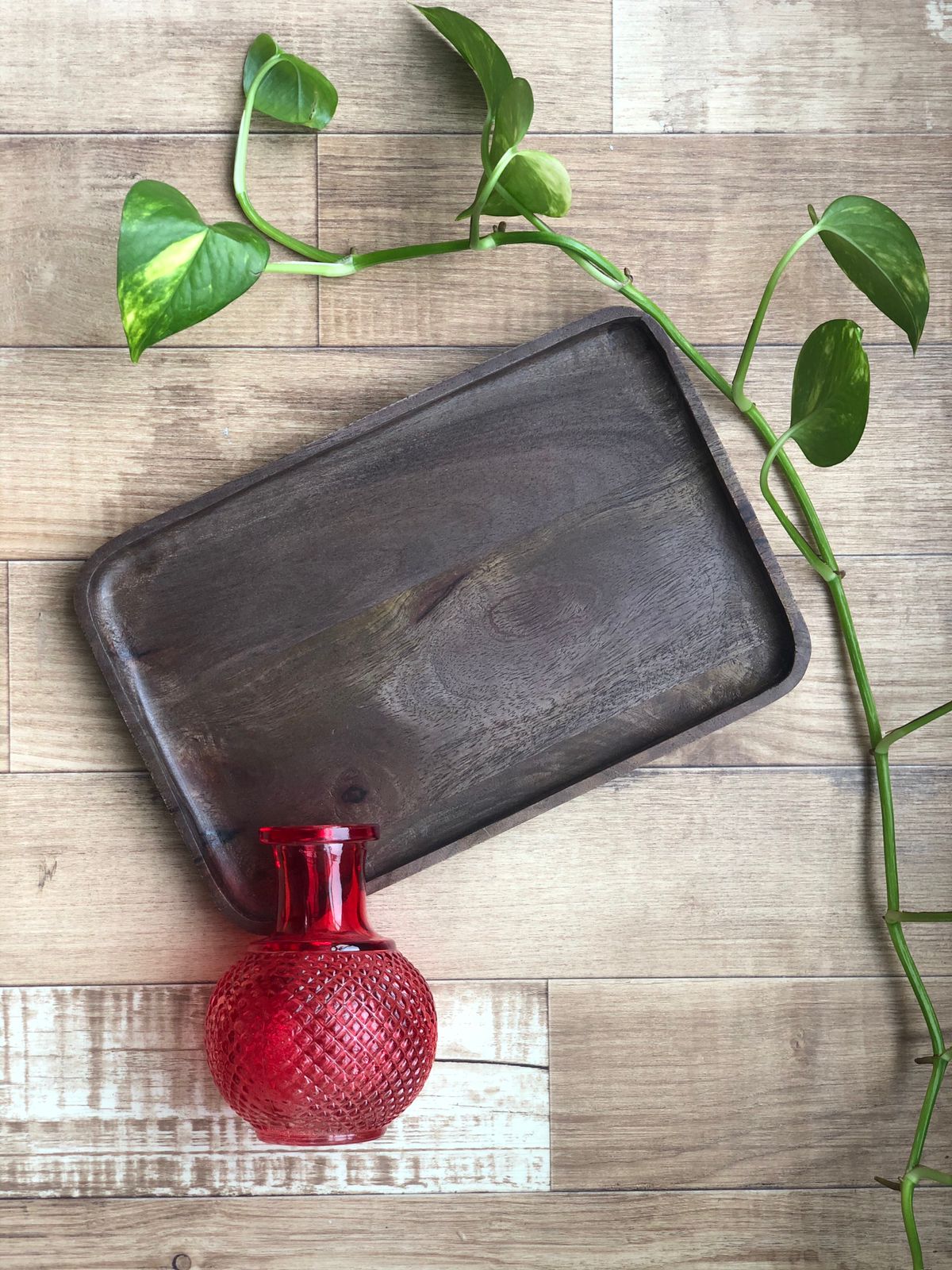 VALID - WOOD TRAY - NATURAL BROWN/ BEIGE/ BLACK POLISH - ART AVENUE