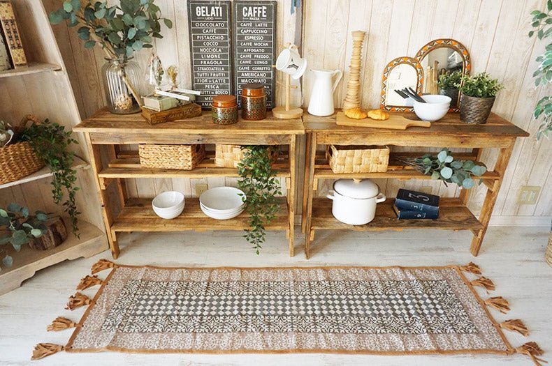 VANCE - BLOCK PRINTED COTTON FLOOR RUG RUNNER - ART AVENUE