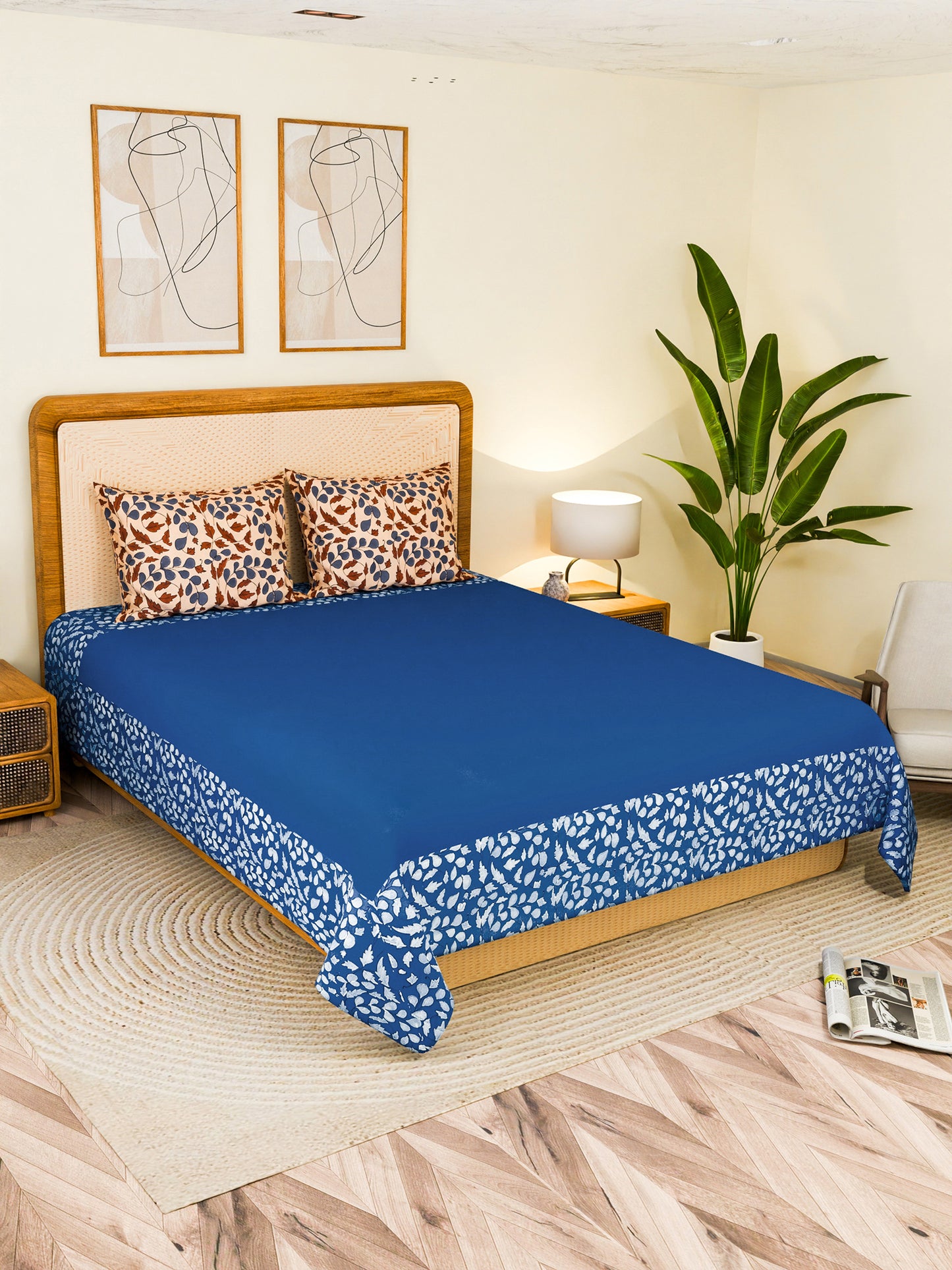 SLEEKREST COTTON PRINTED DOUBLE BEDSHEET WITH PILLOW