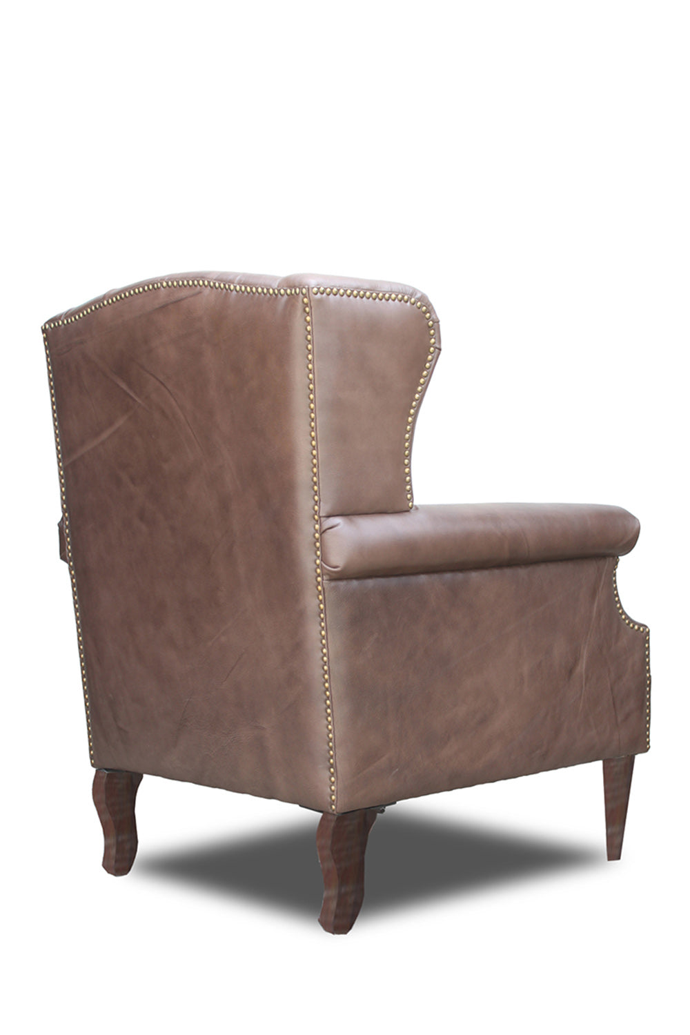 Kasauli Studded Leather Wing Chair