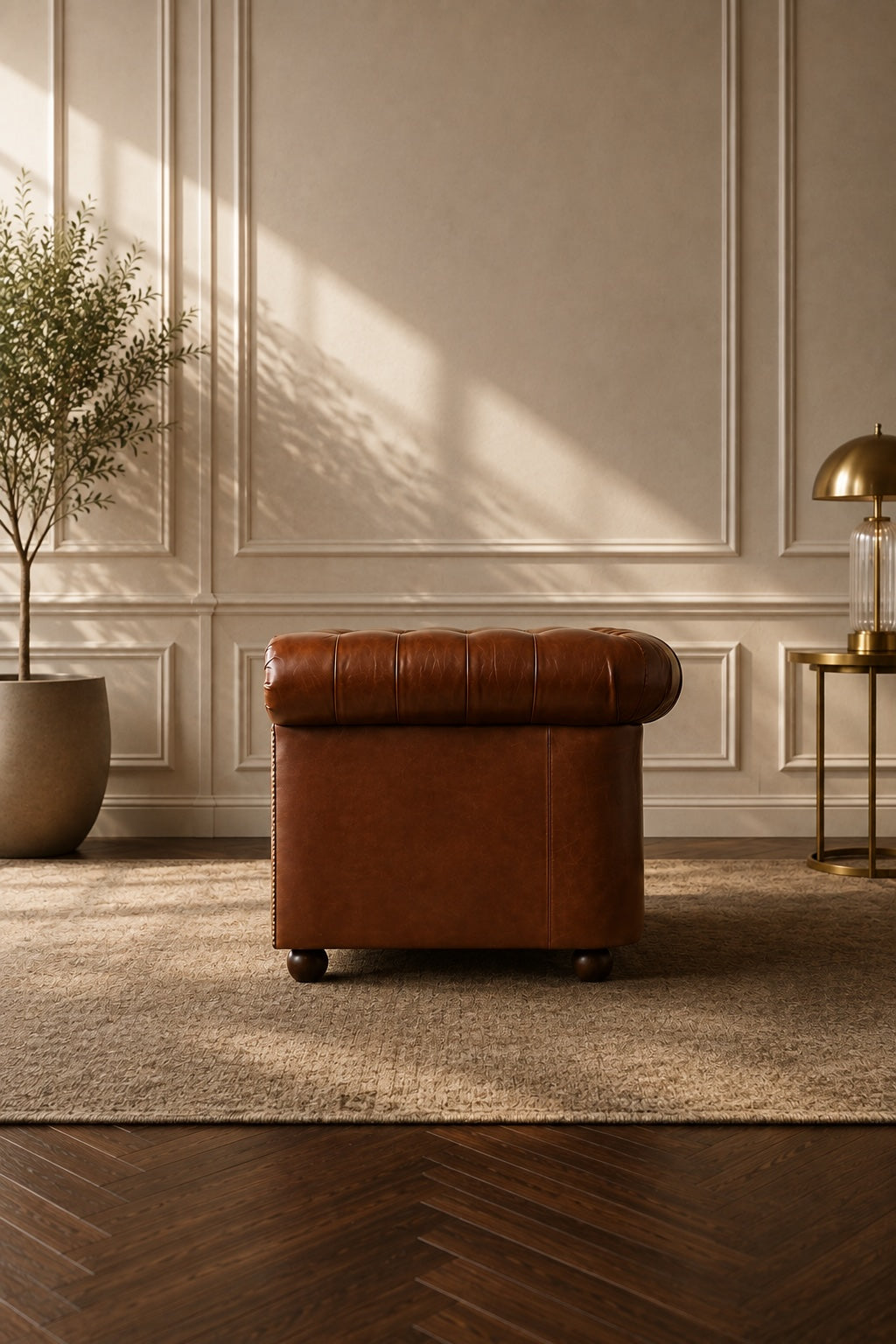 Brighton tufted leather sofa by Art Avenue, handmade to order — image 3 of 6