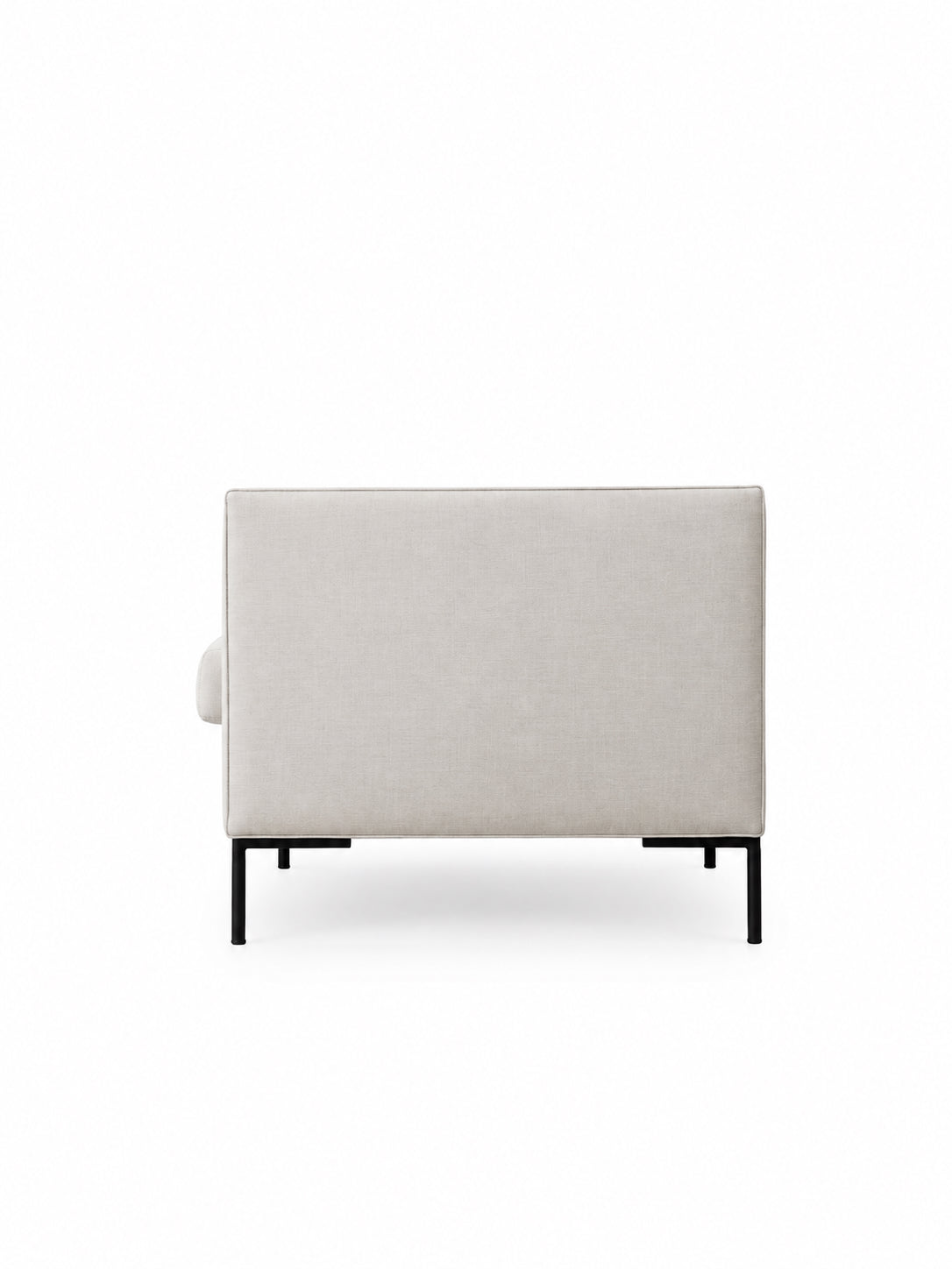 Mayfair Fabric Tuxedo Sofa, showing the upright tuxedo arms and loose seat cushions. Art Avenue, made to order.