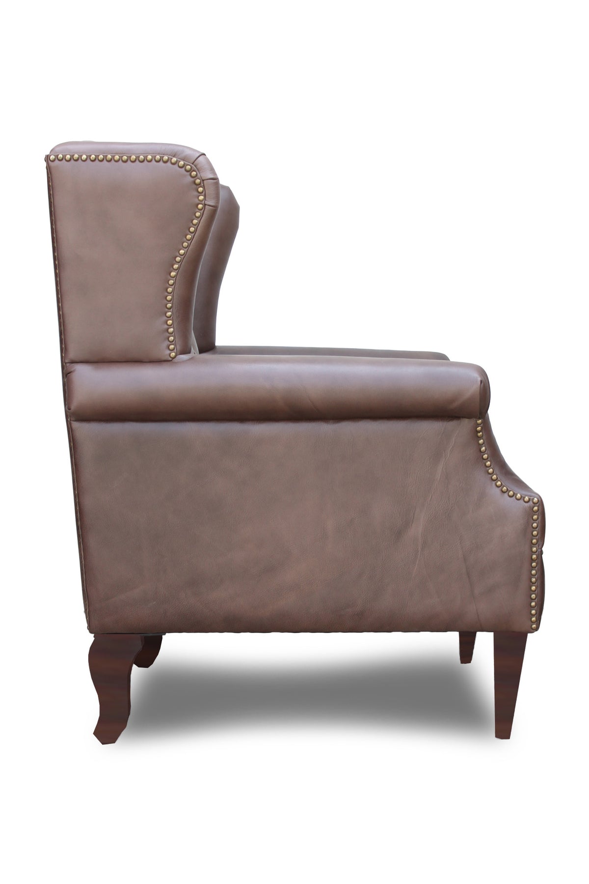Kasauli Studded Leather Wing Chair