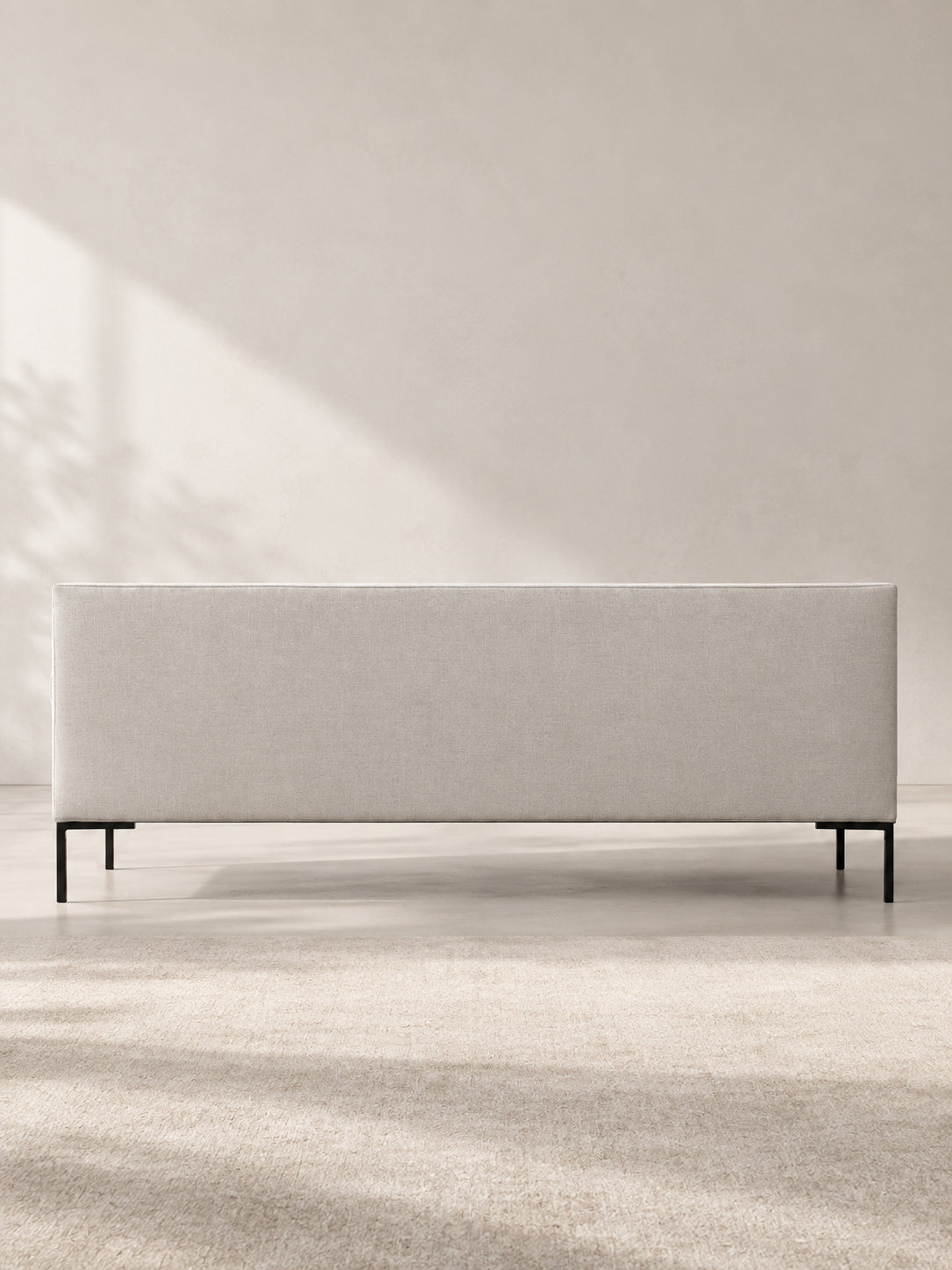 Mayfair Fabric Tuxedo Sofa detail — double-welt piping and tailored fabric upholstery. Art Avenue, made to order.