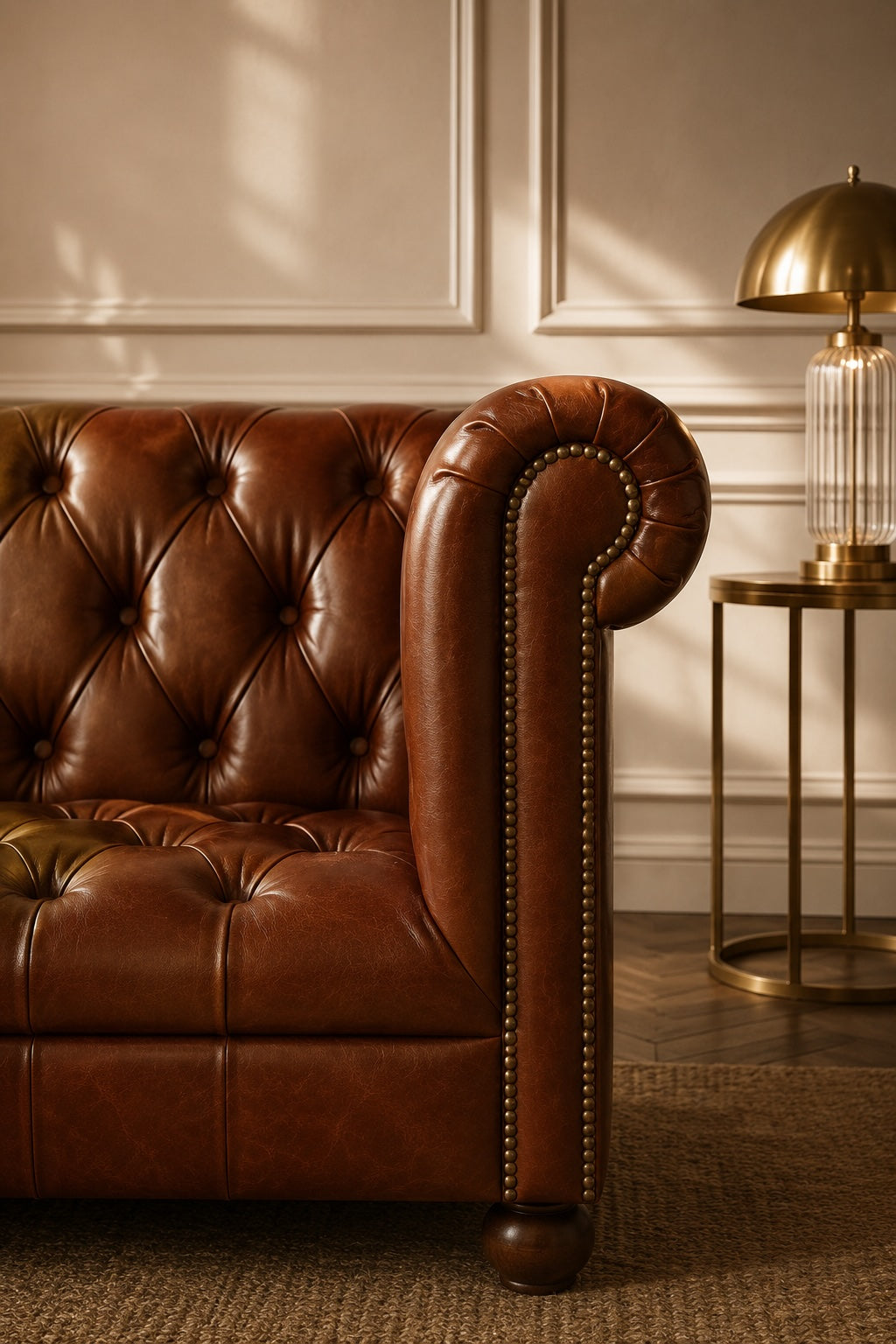 Brighton tufted leather sofa by Art Avenue, handmade to order — image 5 of 6