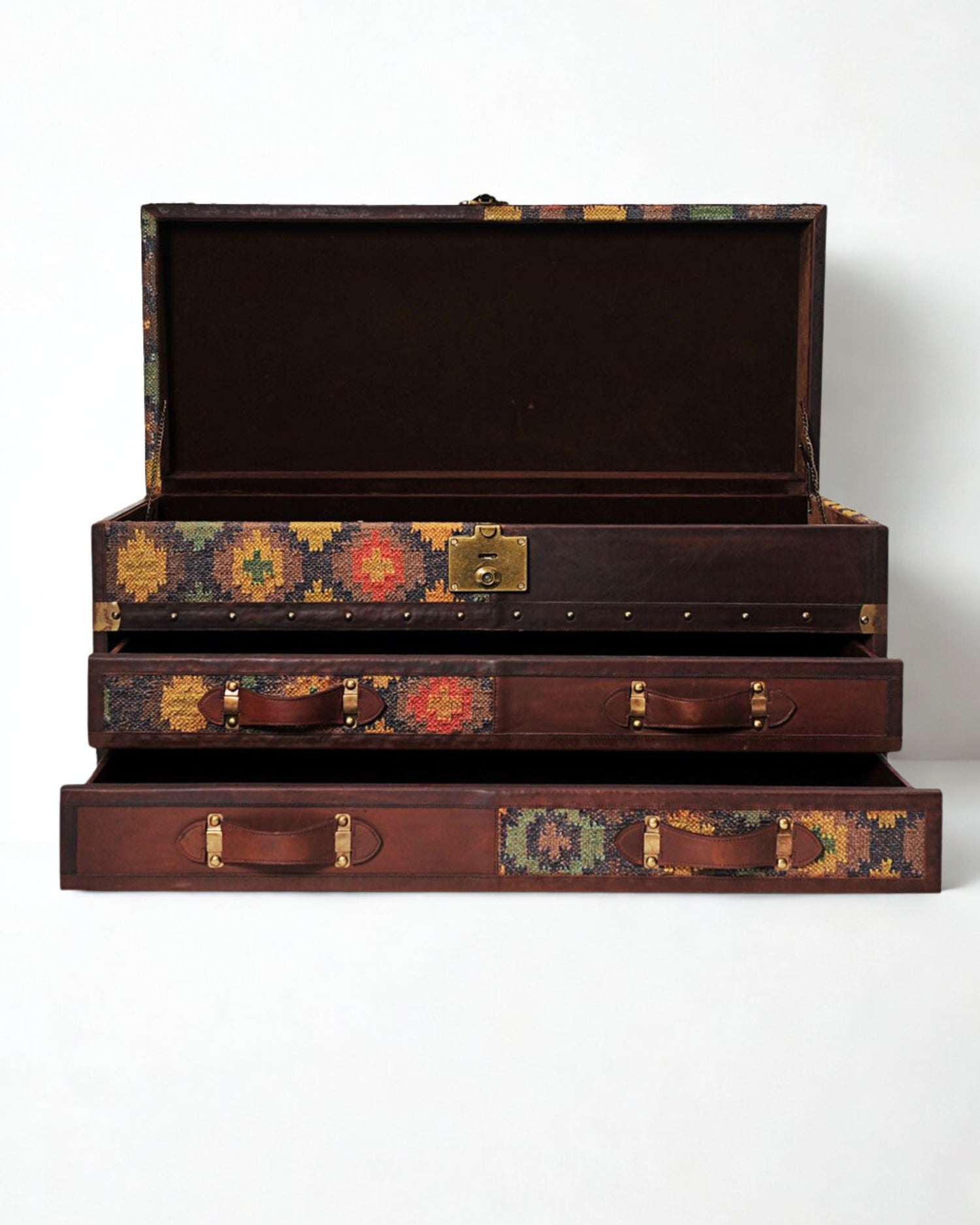 SPRINGFIELD CHEST OF DRAWERS CUM TRUNK  - KILIM AND LEATHER