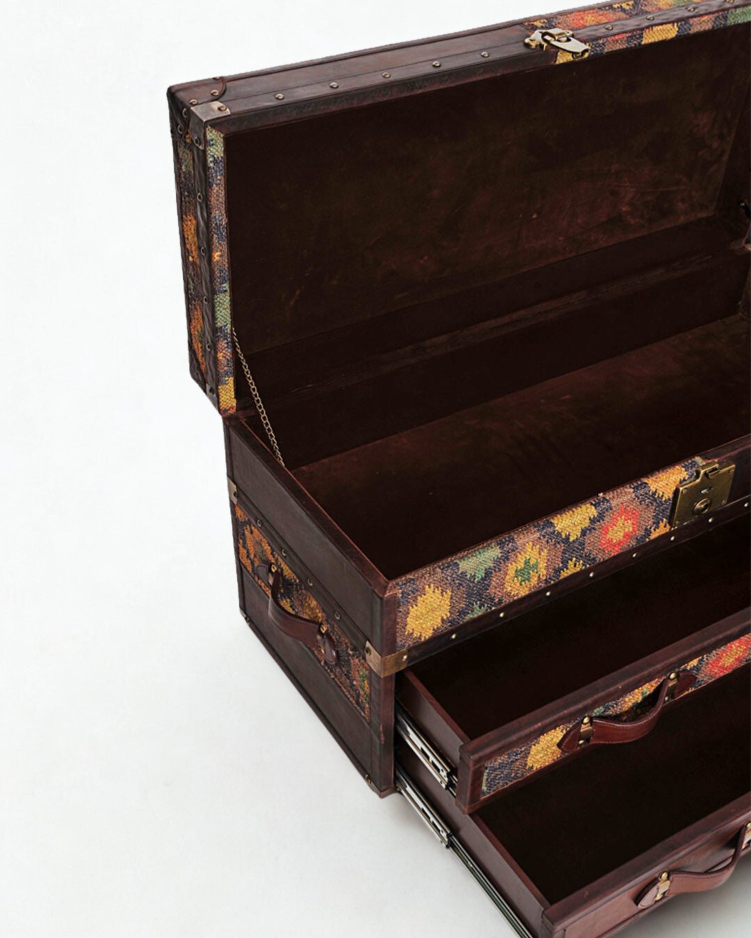 SPRINGFIELD CHEST OF DRAWERS CUM TRUNK  - KILIM AND LEATHER