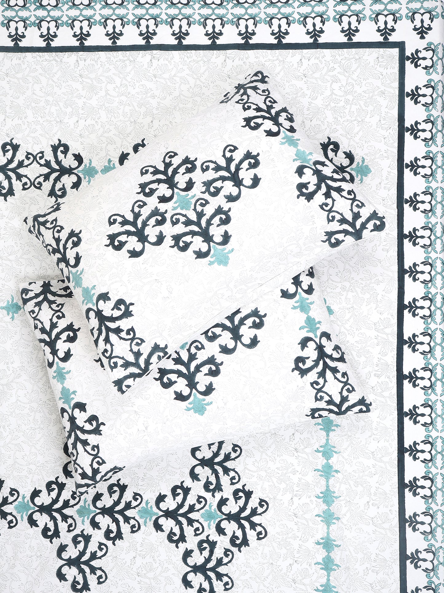 SLUMBERA COTTON PRINTED DOUBLE BEDSHEET WITH PILLOW