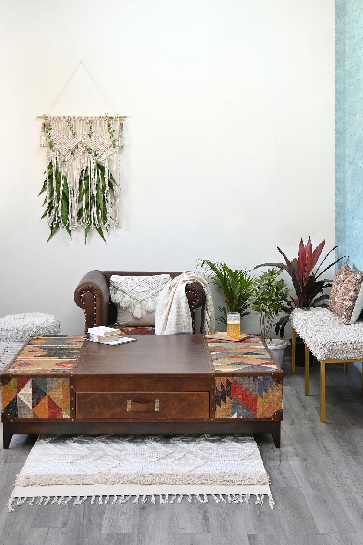 Chandigarh kilim coffee table by Art Avenue, handwoven kilim and wood — image 4 of 22