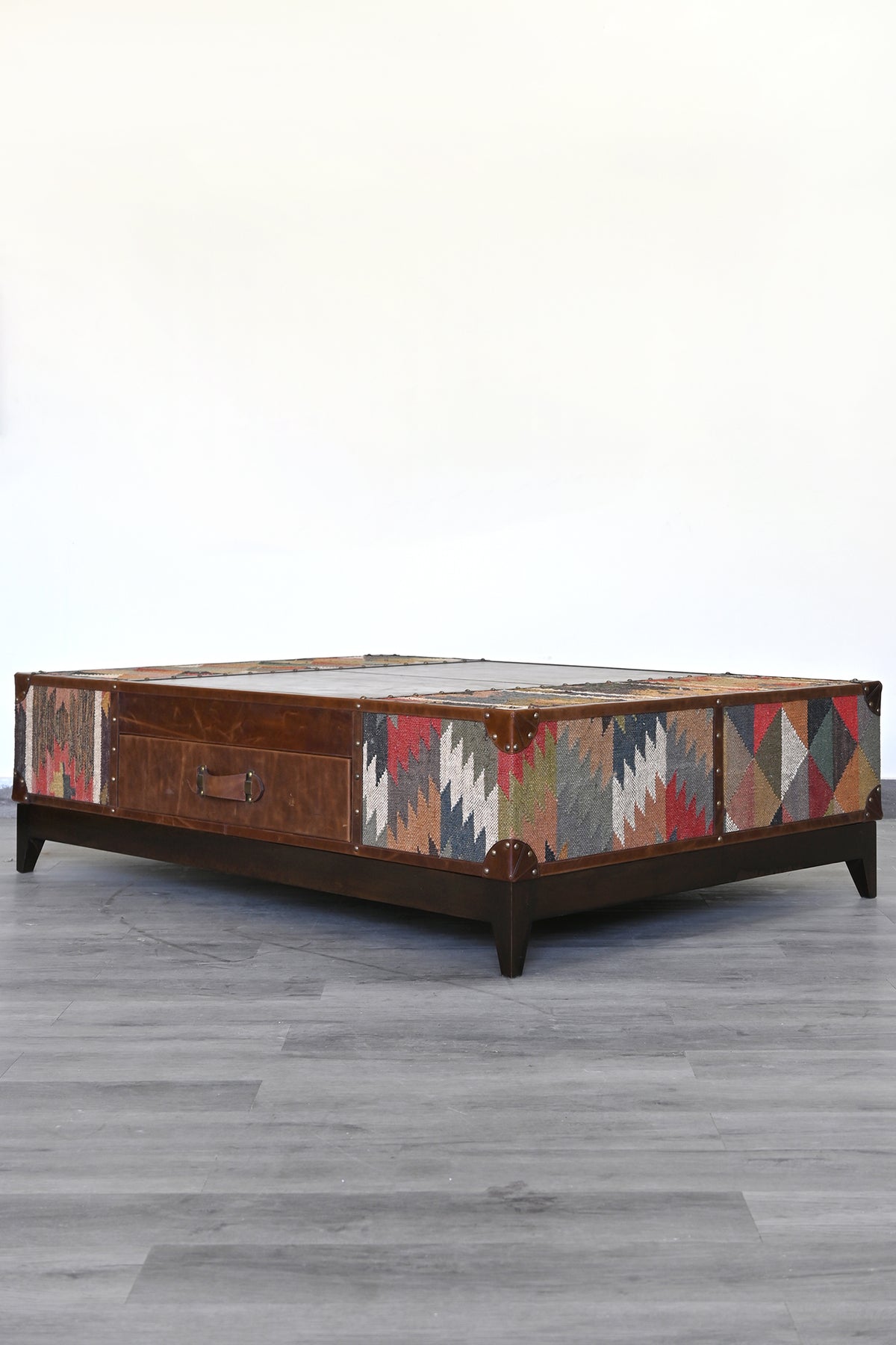 Chandigarh kilim coffee table by Art Avenue, handwoven kilim and wood — image 19 of 22