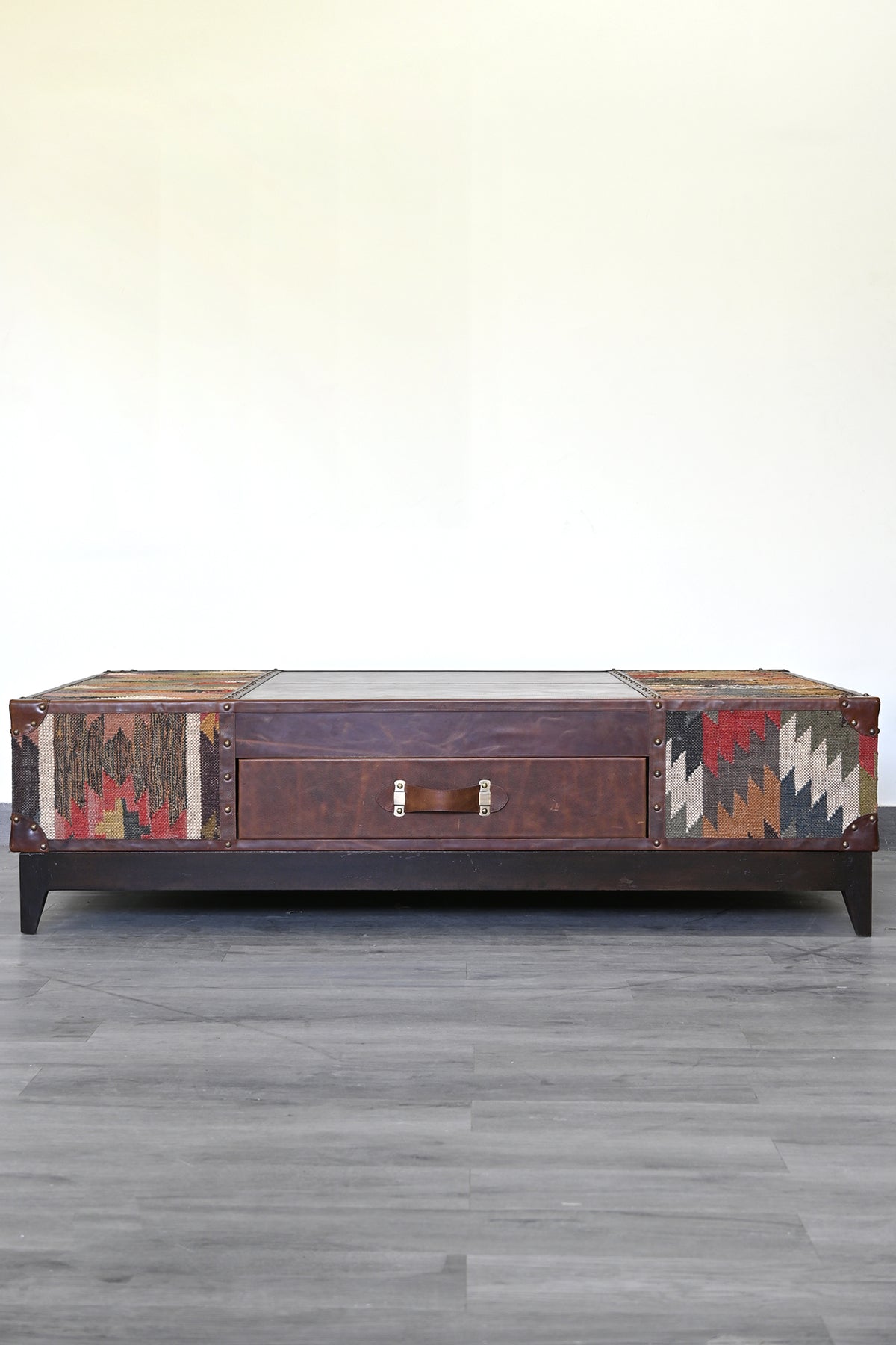 Chandigarh kilim coffee table by Art Avenue, handwoven kilim and wood — image 20 of 22