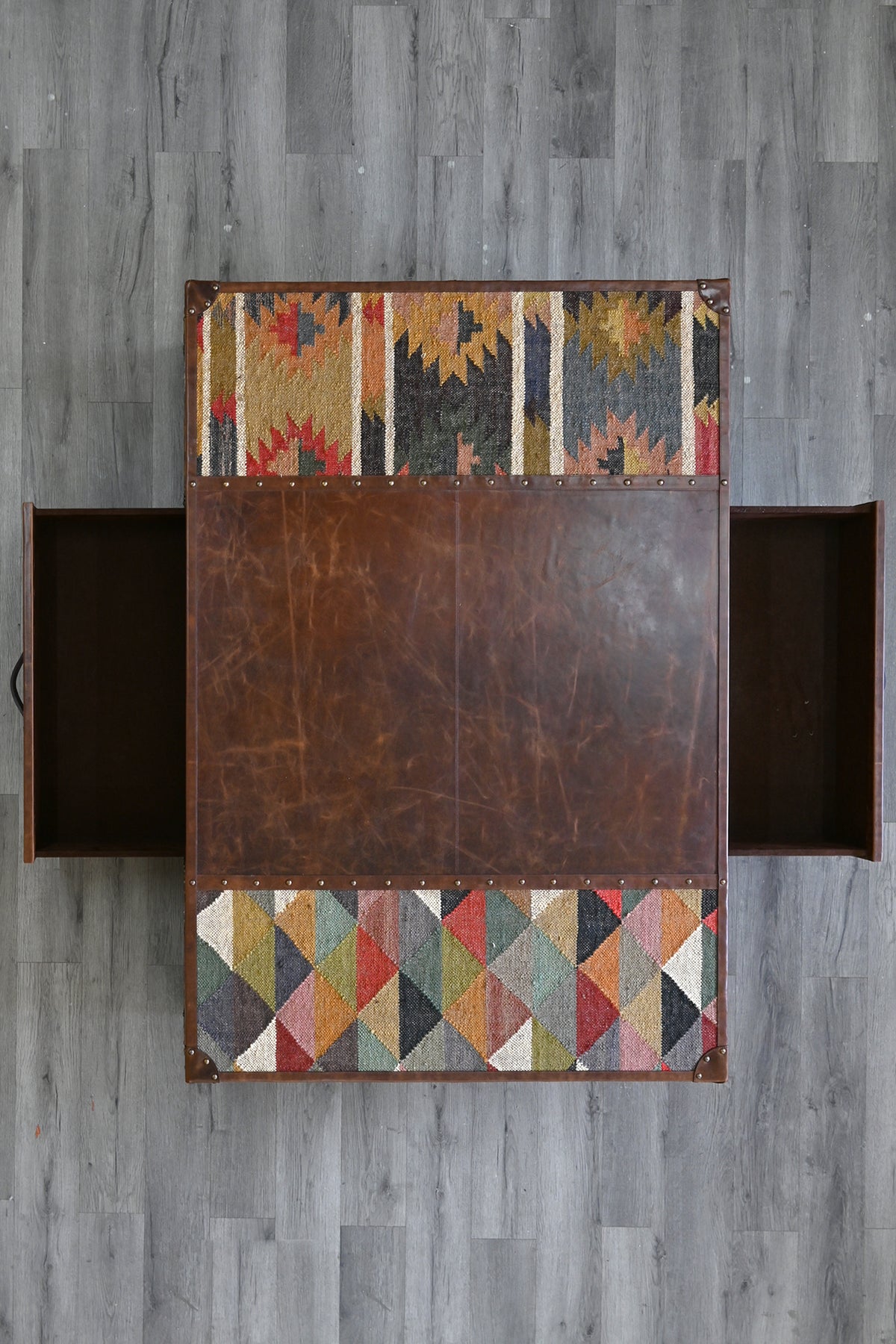 Chandigarh kilim coffee table by Art Avenue, handwoven kilim and wood — image 22 of 22
