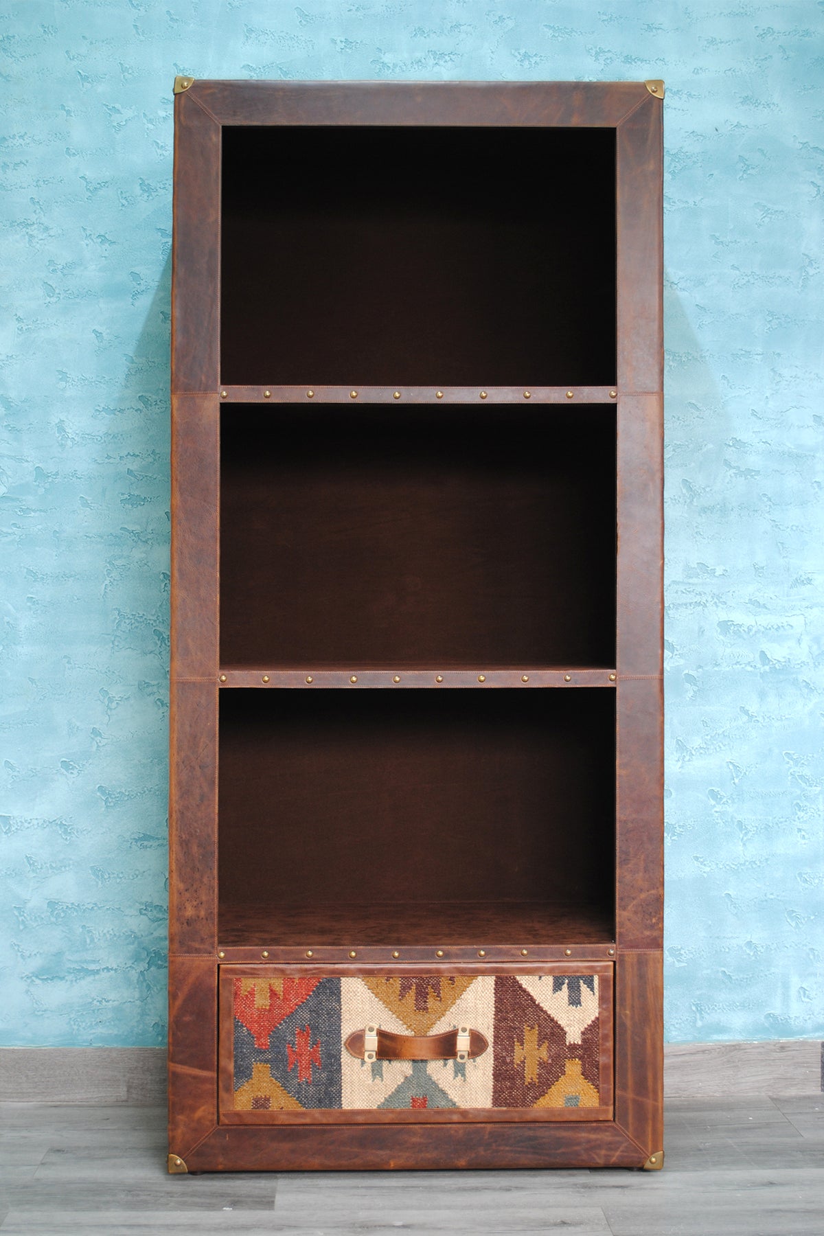 Expat kilim book shelf by Art Avenue, handwoven kilim and wood — image 2 of 12