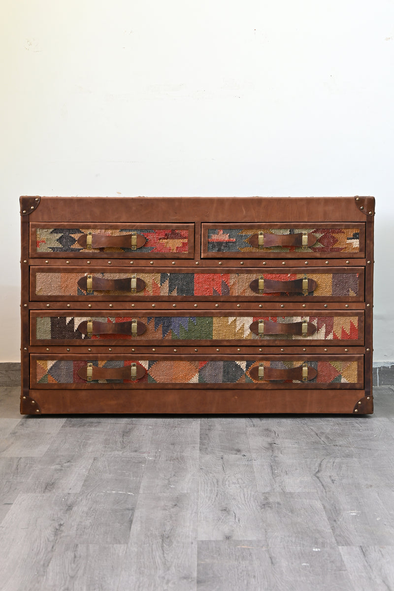 Marwar Chest of Drawers in handwoven kilim by Art Avenue, made to order — image 1 of 15