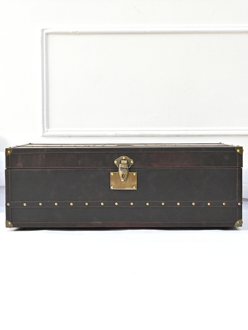 Jaisalmer Campaign Trunk — handcrafted leather storage trunk by Art Avenue