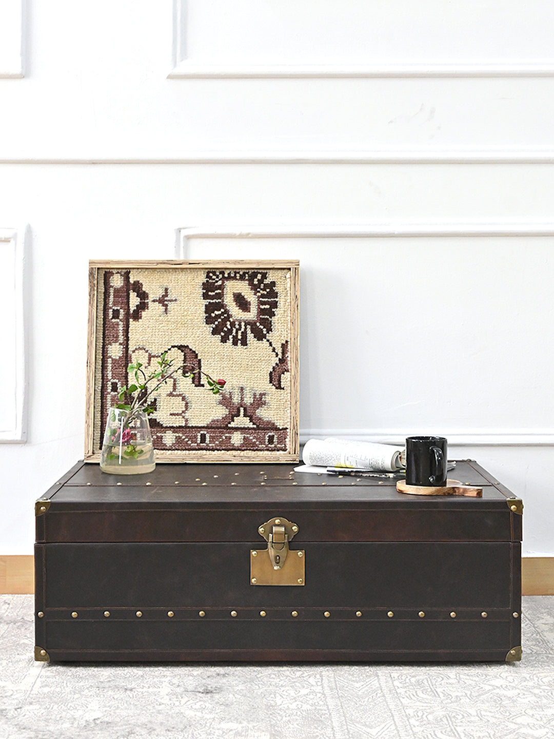 Jaisalmer Campaign Trunk — handcrafted leather storage trunk by Art Avenue, view 7