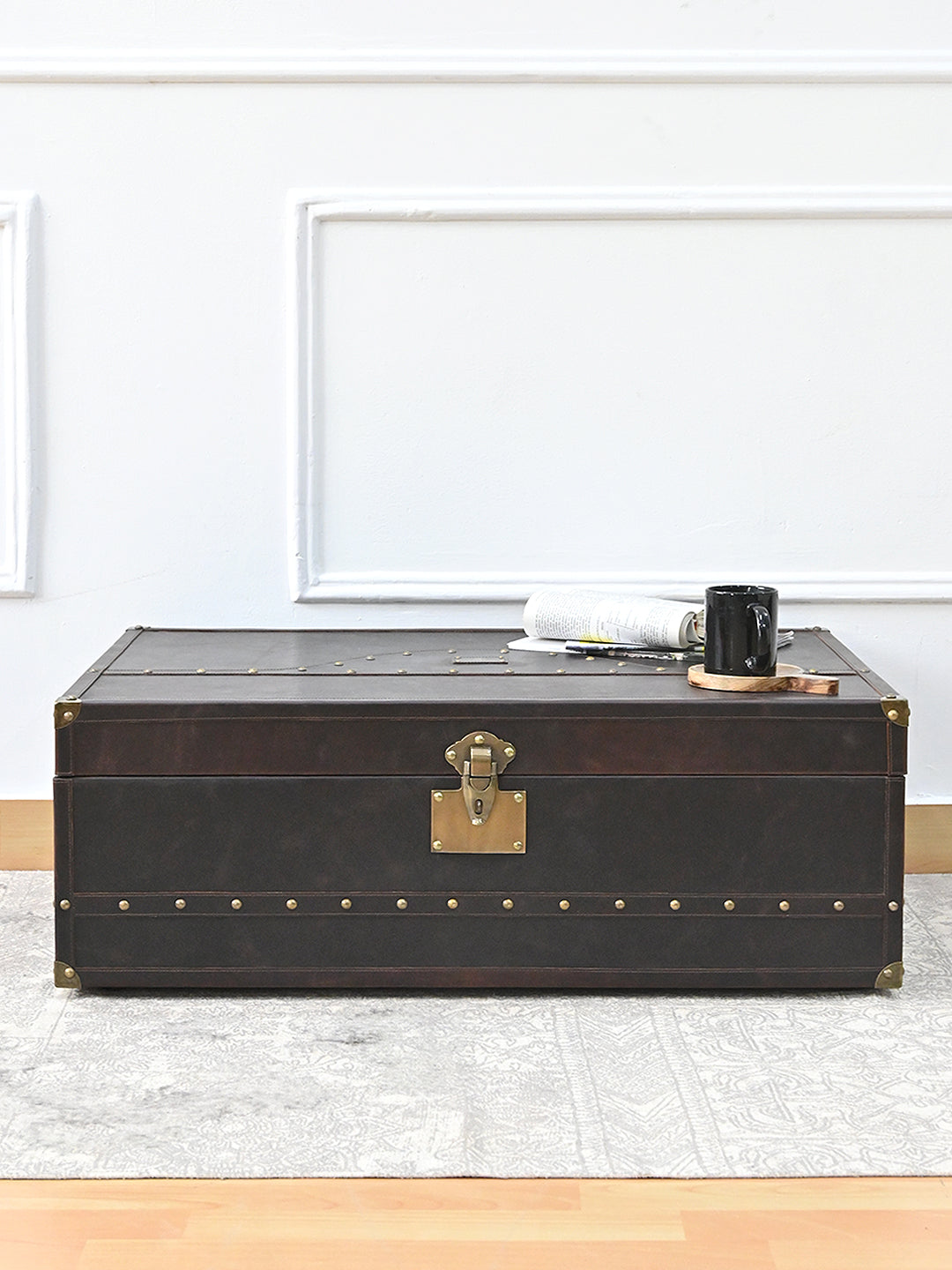 Jaisalmer Campaign Trunk — handcrafted leather storage trunk by Art Avenue, view 8