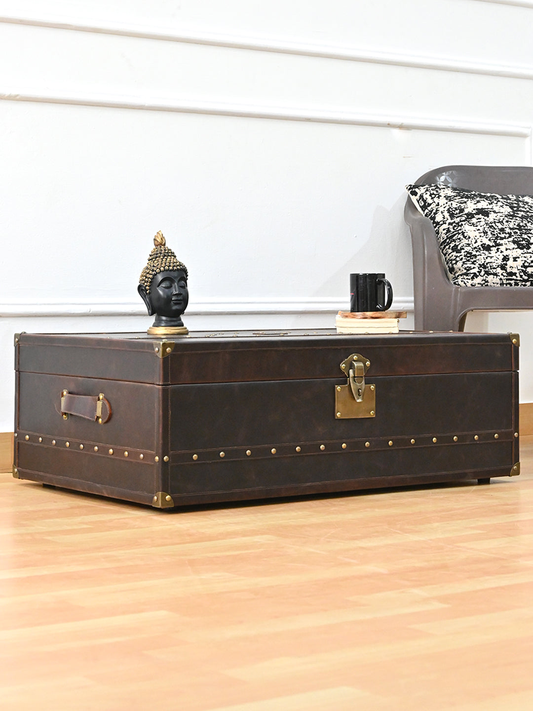 Jaisalmer Campaign Trunk — handcrafted leather storage trunk by Art Avenue, view 9