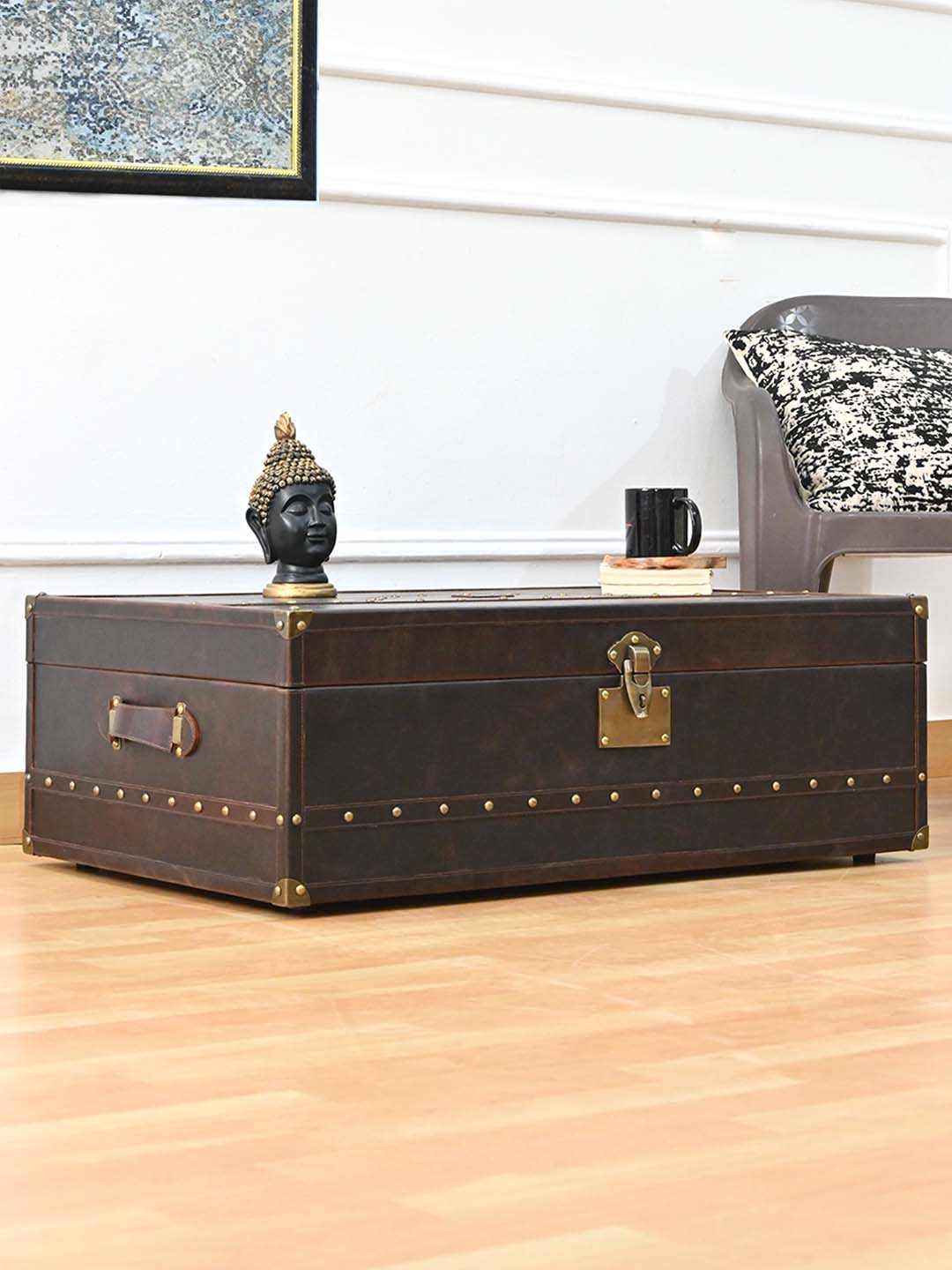 Jaisalmer Campaign Trunk — handcrafted leather storage trunk by Art Avenue, made to order