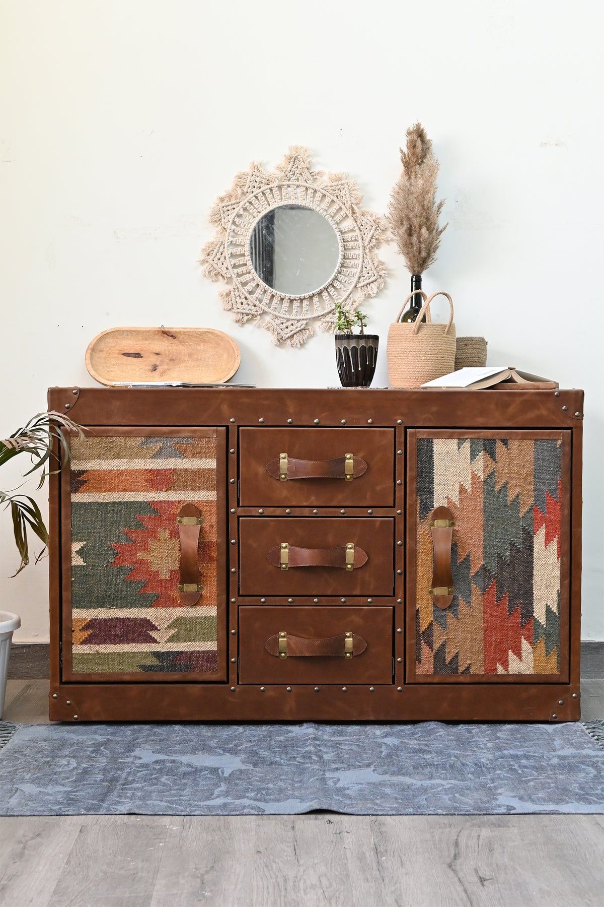Rohet Kilim & Leather Sideboard