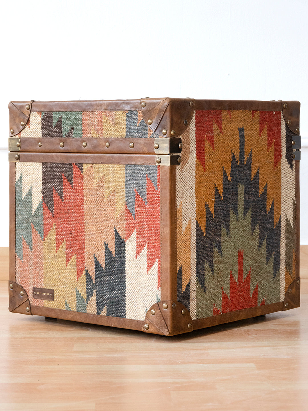 Jaisalmer Campaign Trunk — handcrafted leather and kilim trunk by Art Avenue, view 5