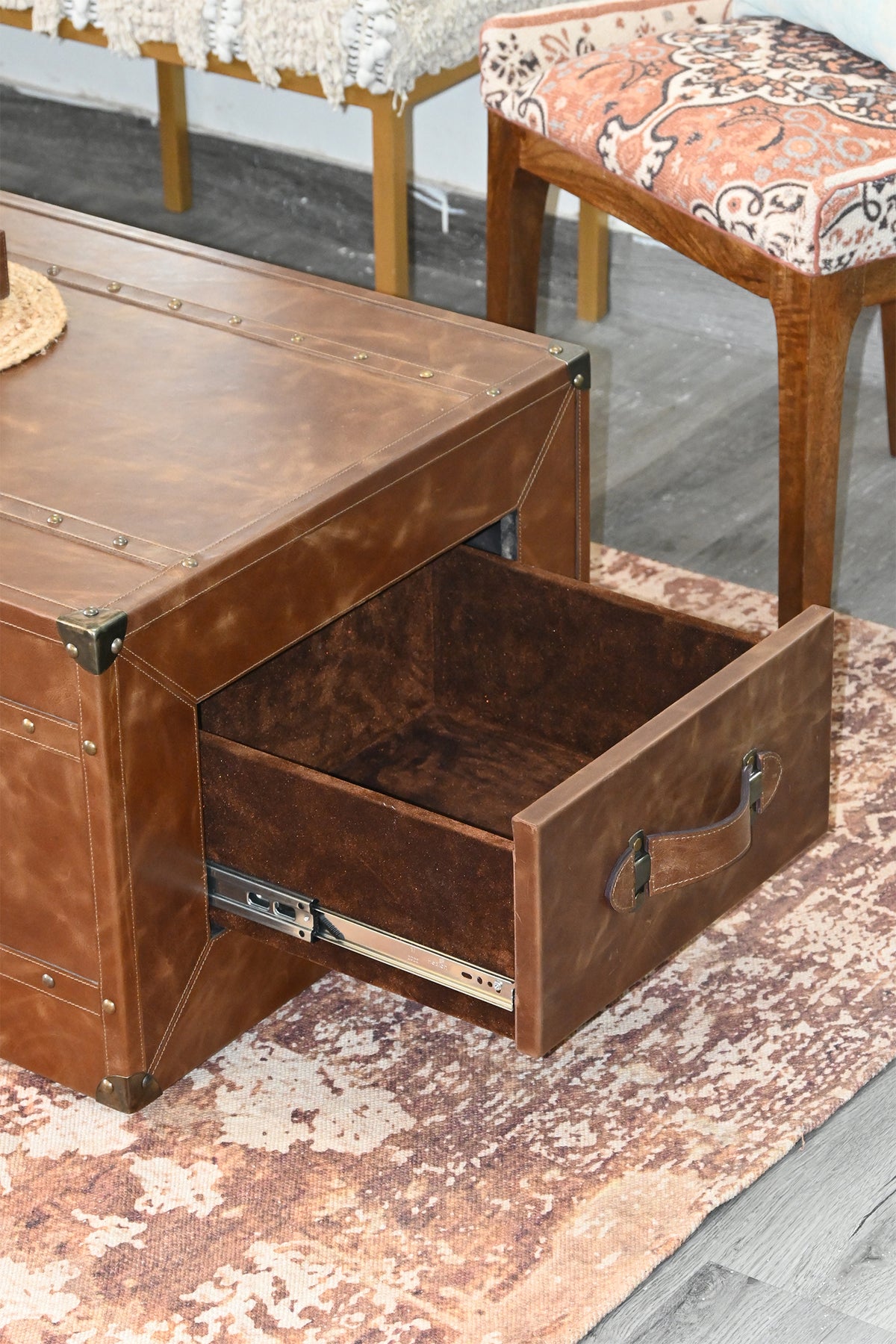 Nagaur leather trunk coffee table by Art Avenue, made to order — image 7 of 12
