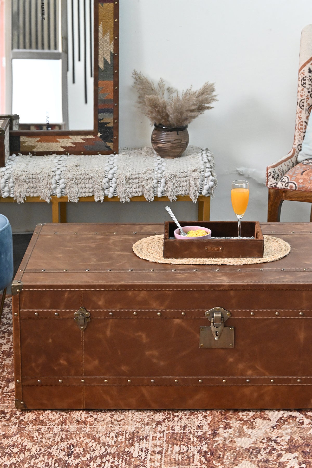 Nagaur leather trunk coffee table by Art Avenue, made to order — image 10 of 12