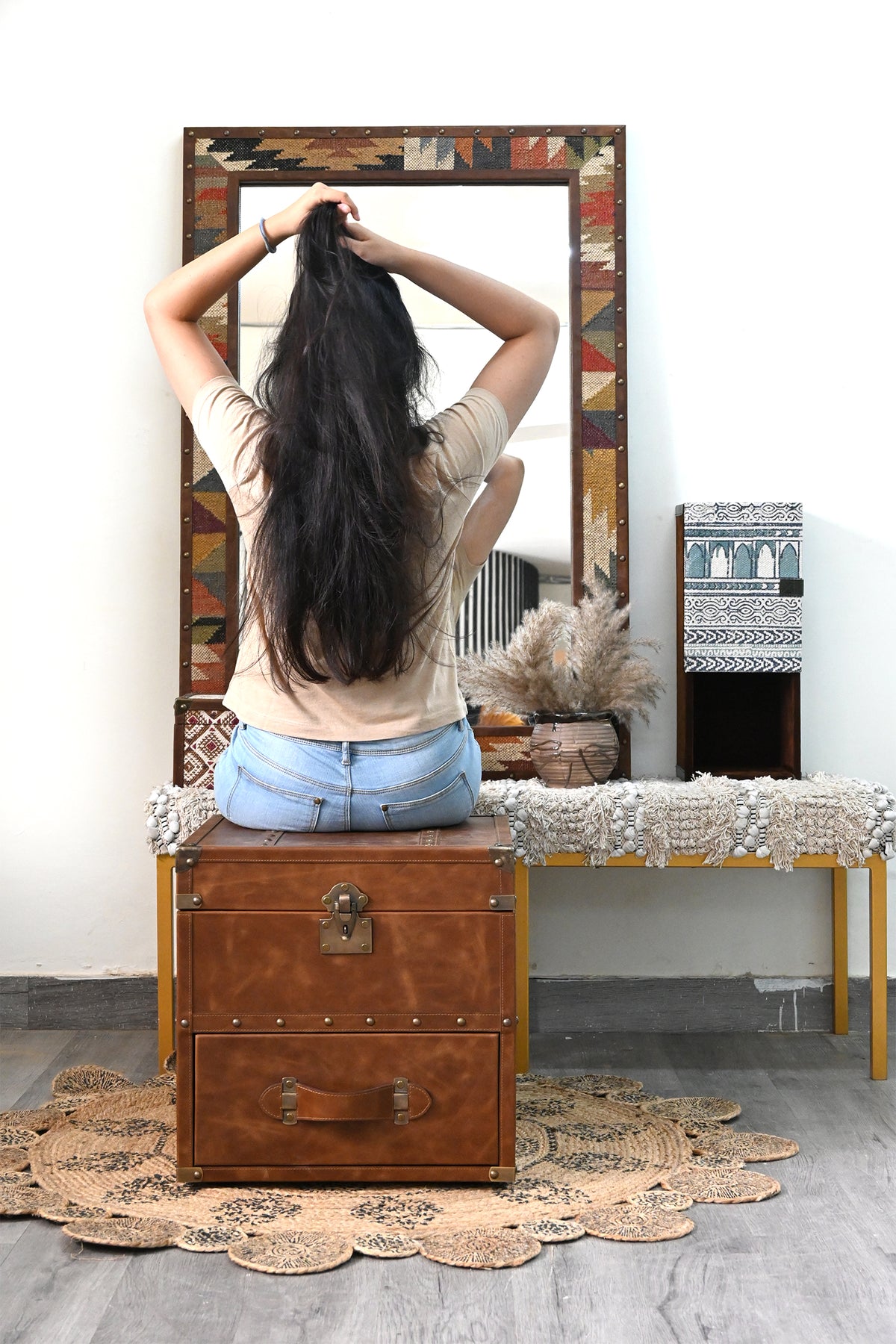 Morbagh leather trunk side table by Art Avenue, made to order — image 1 of 14