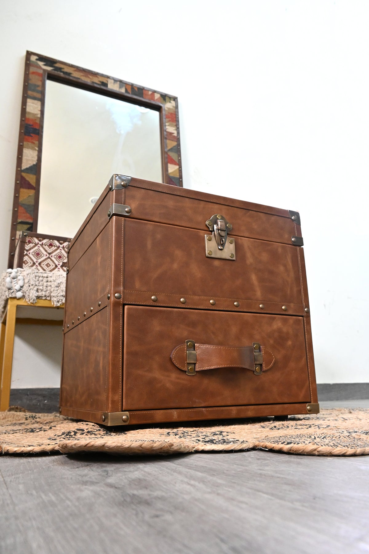 Morbagh leather trunk side table by Art Avenue, made to order — image 6 of 14