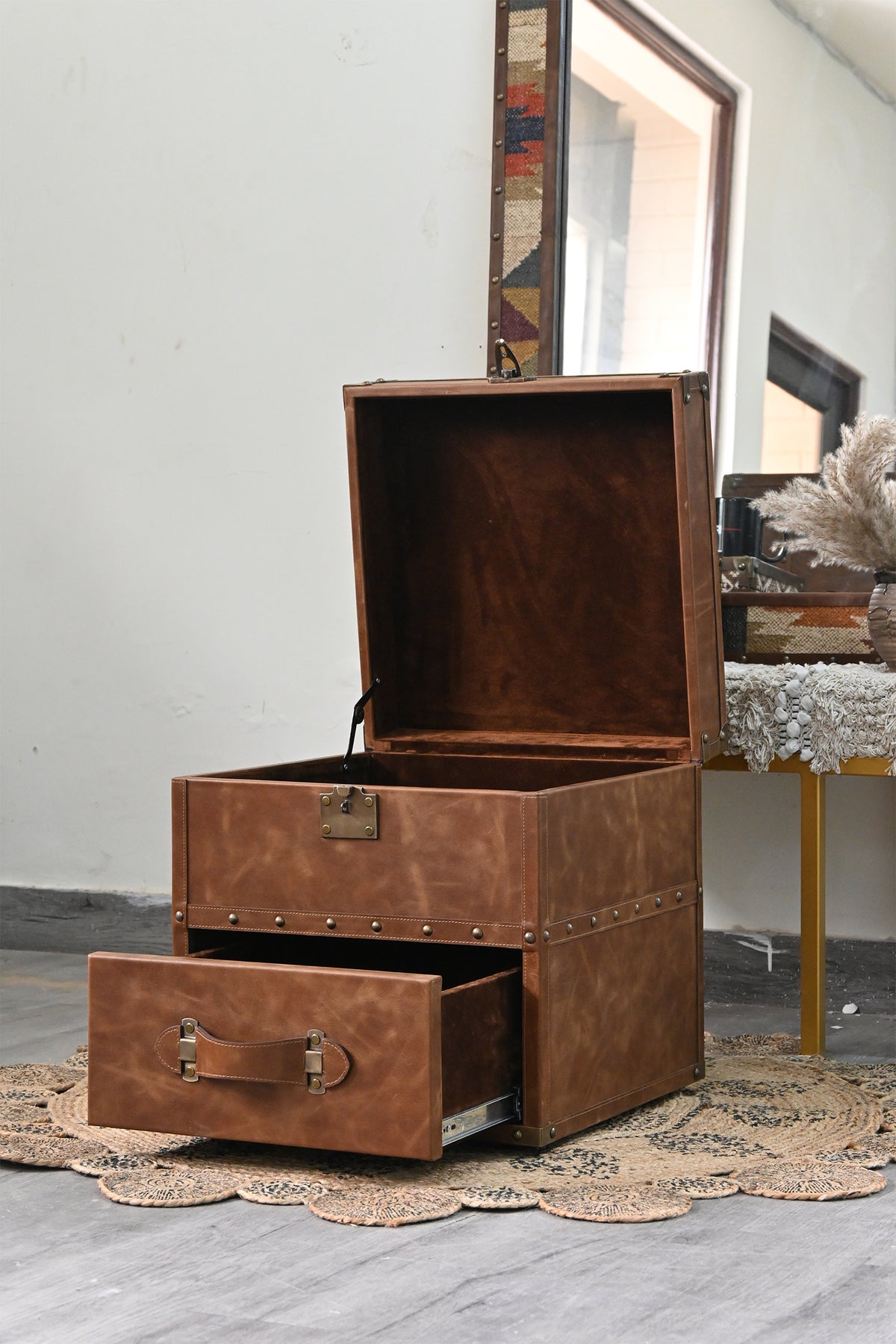 Morbagh leather trunk side table by Art Avenue, made to order — image 8 of 14