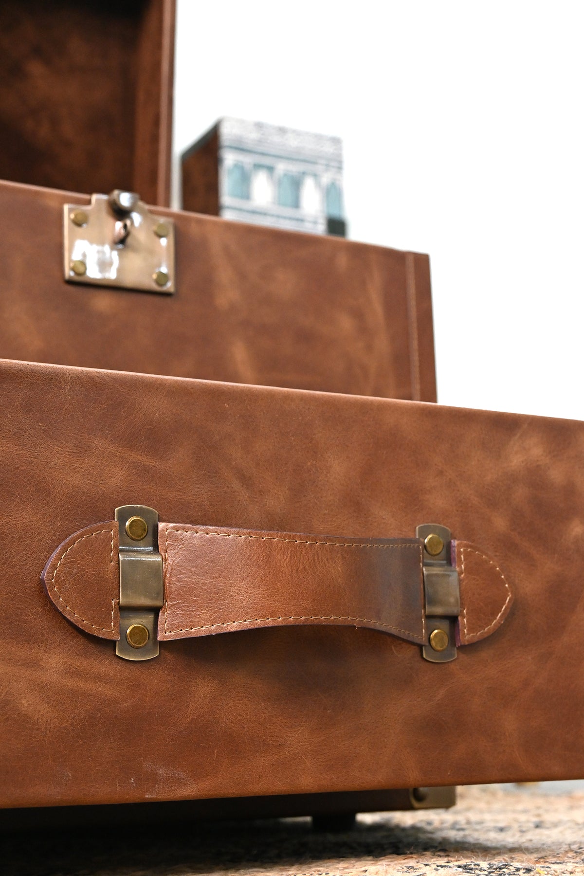 Morbagh leather trunk side table by Art Avenue, made to order — image 10 of 14