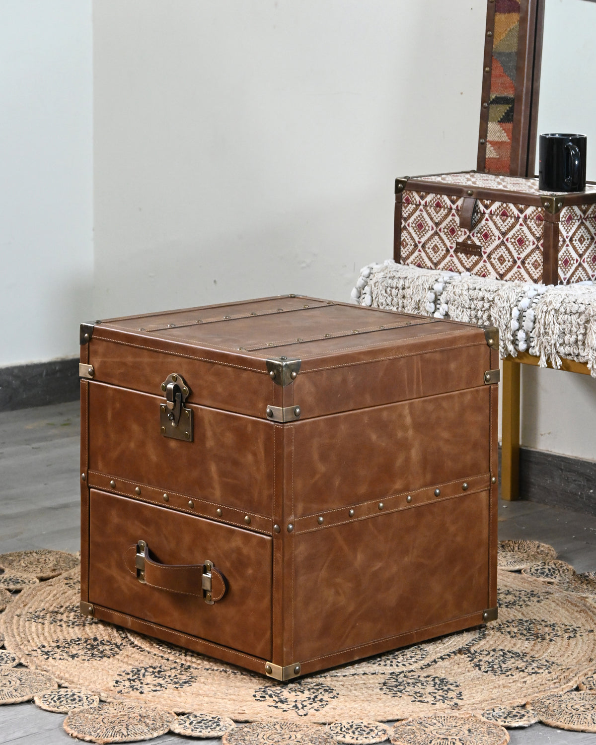 Morbagh leather trunk side table by Art Avenue, made to order — image 14 of 14
