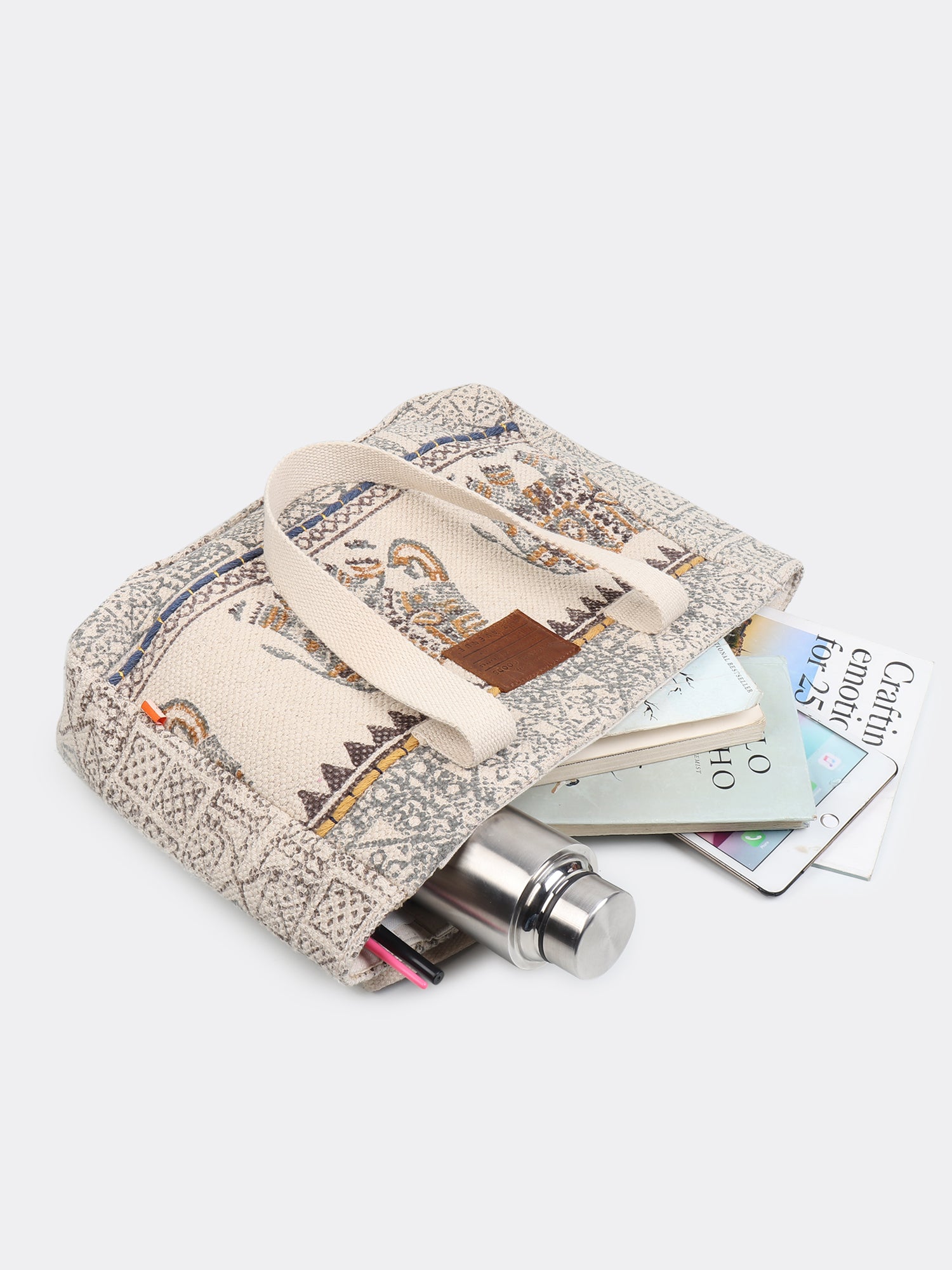 AURIELLE - BLOCK PRINTED COTTON TOTE BAG