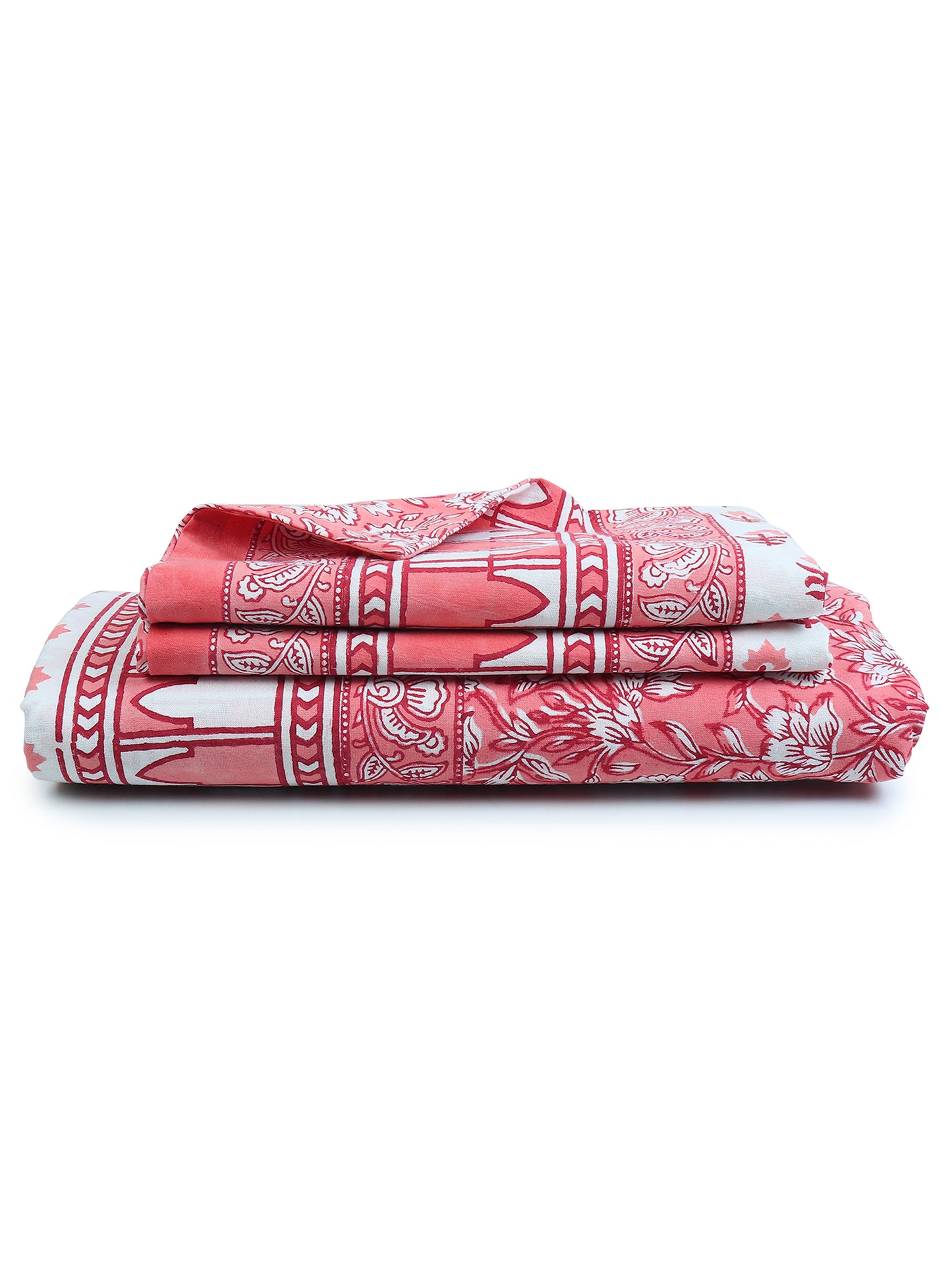 LOOMRA COTTON PRINTED DOUBLE BEDSHEET WITH PILLOW