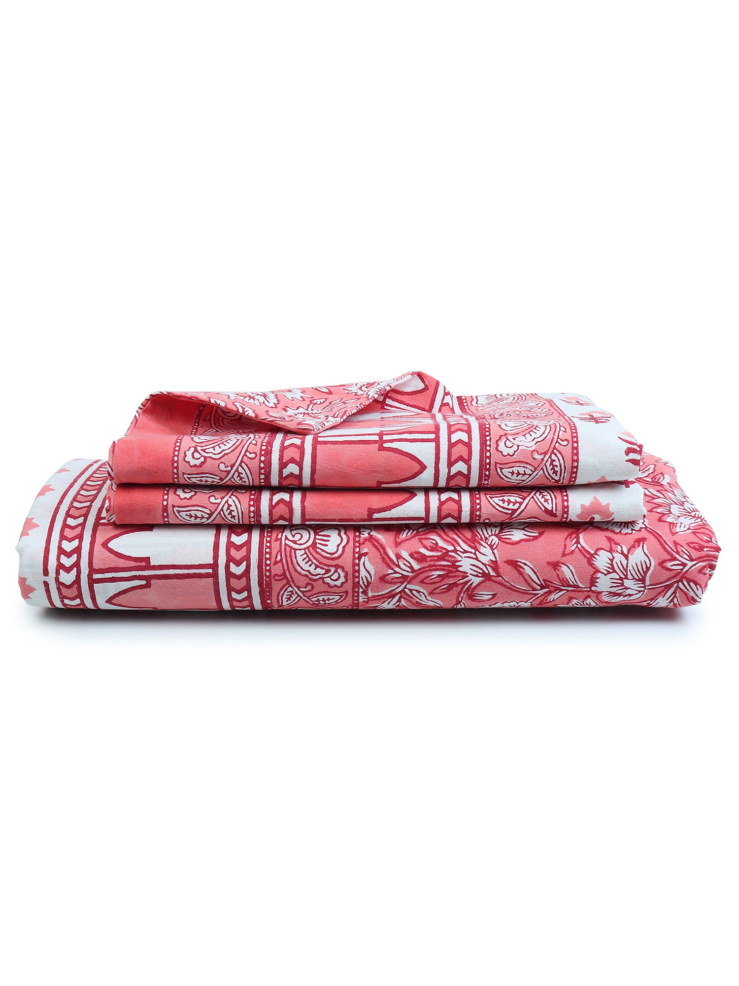 LOOMRA COTTON PRINTED DOUBLE BEDSHEET WITH PILLOW