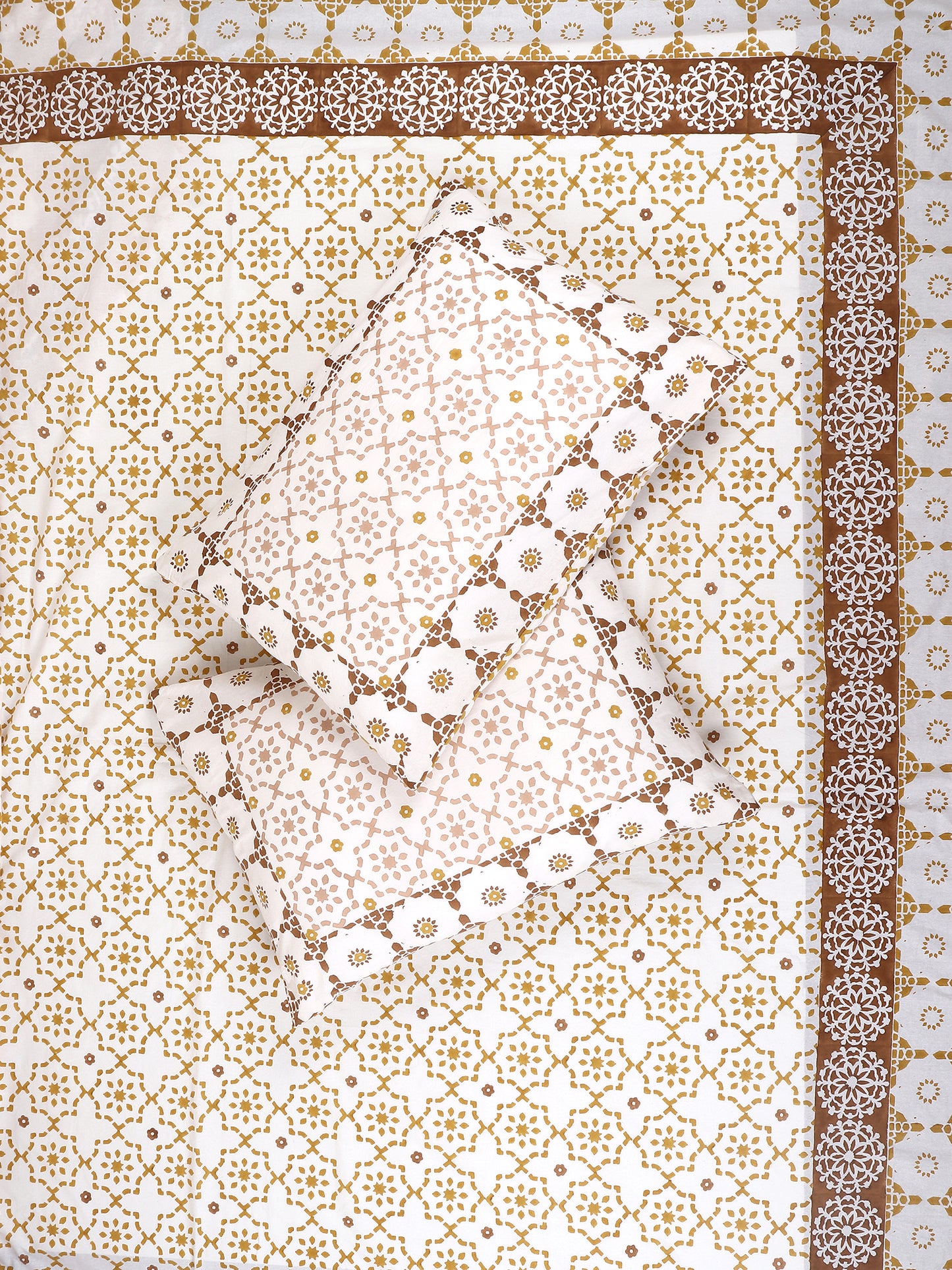 RESTIQUE COTTON PRINTED DOUBLE BEDSHEET WITH PILLOW