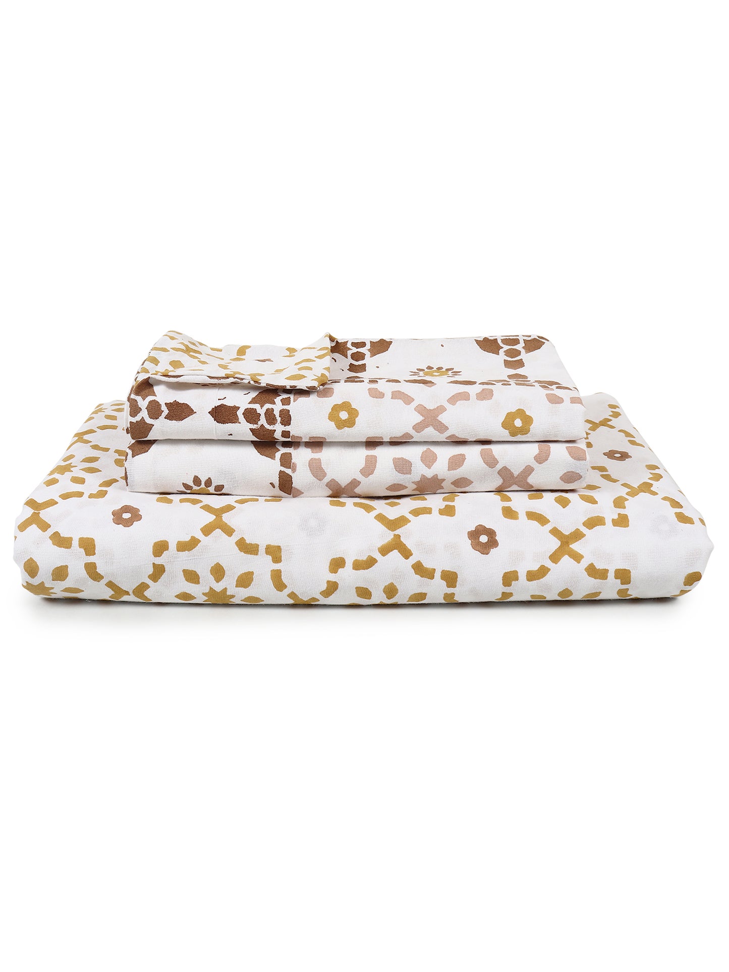 RESTIQUE COTTON PRINTED DOUBLE BEDSHEET WITH PILLOW