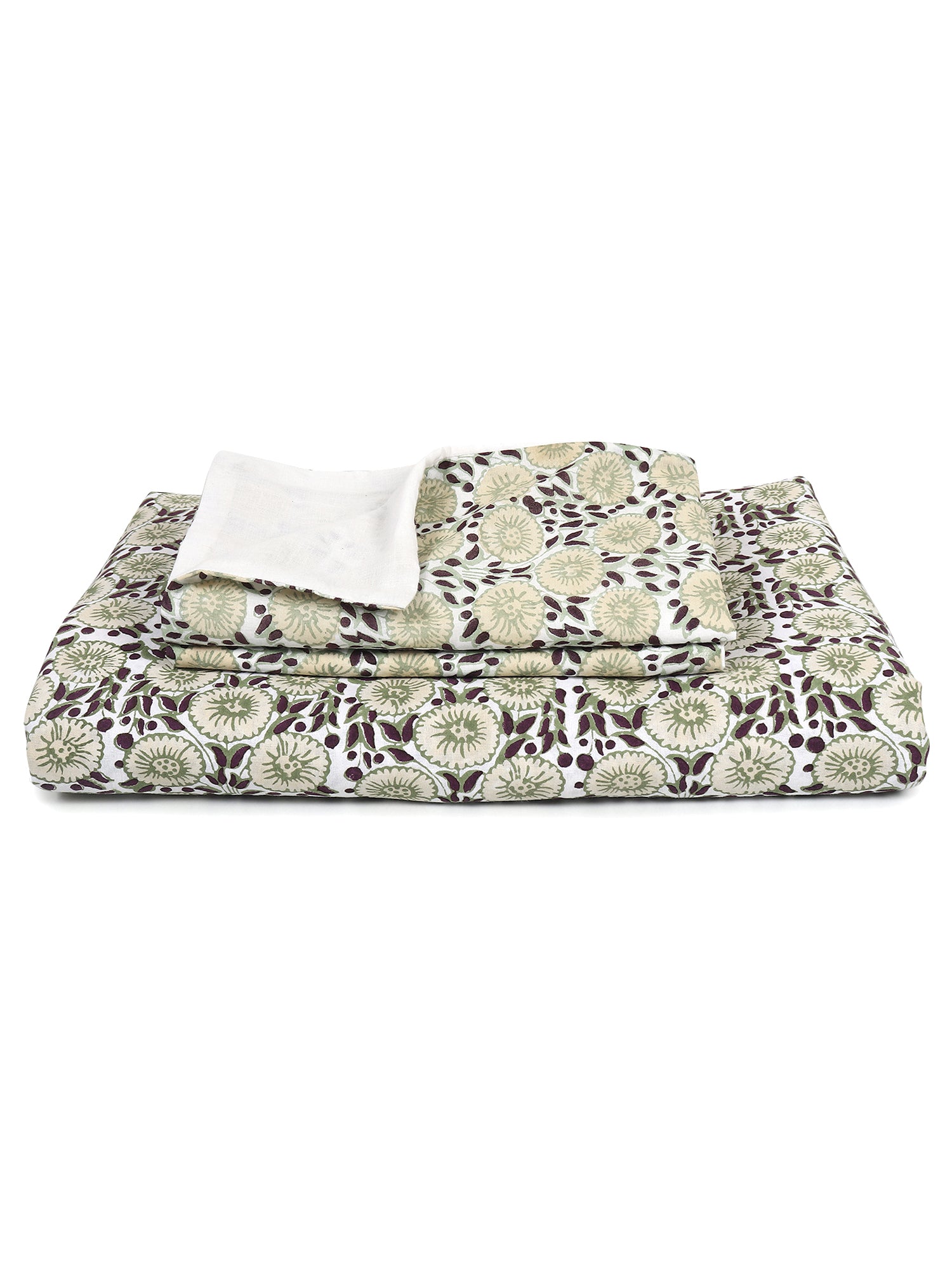 PLUSHORA COTTON PRINTED DOUBLE BEDSHEET WITH PILLOW