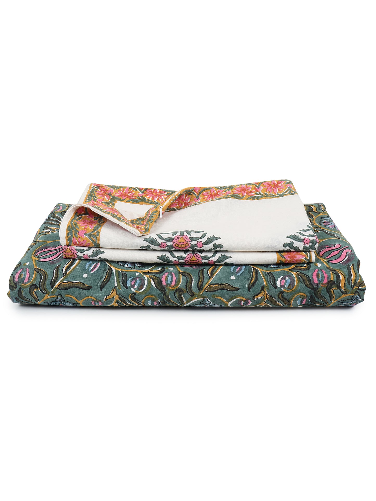 SERENEVE COTTON PRINTED DOUBLE BEDSHEET WITH PILLOW